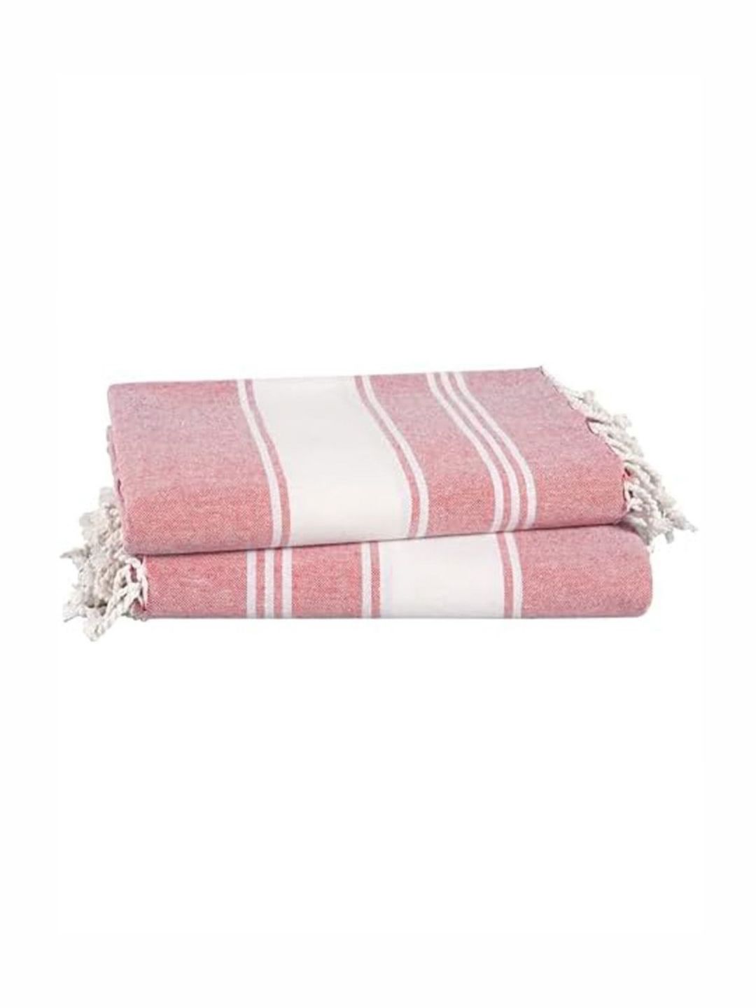 LANE LINEN Rose & White 2 Pieces Striped Pure Cotton Beach Towels-image-10