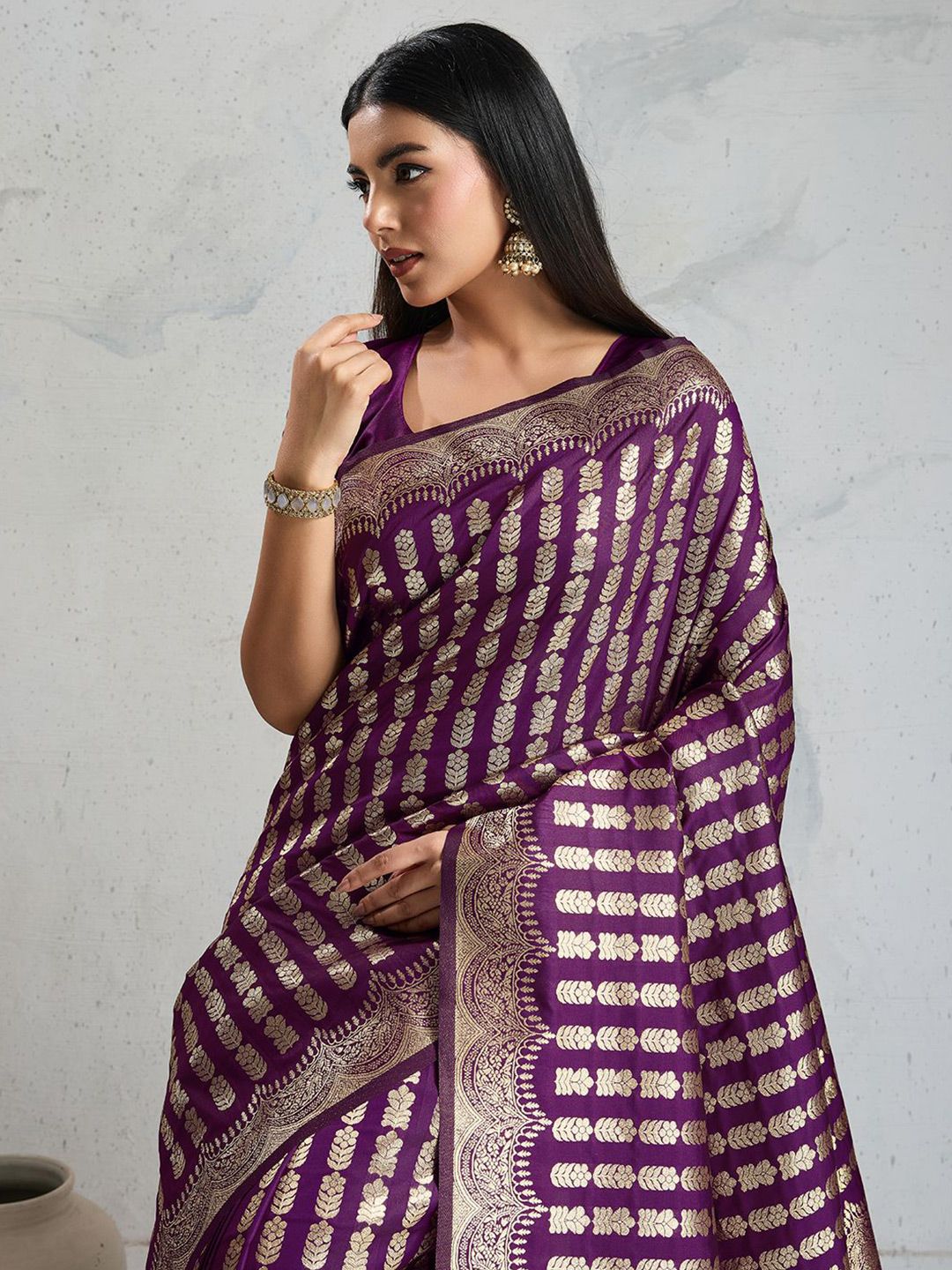 PBS PRINTS Ethnic Motifs Woven Design Zari Banarasi Saree-picture-36