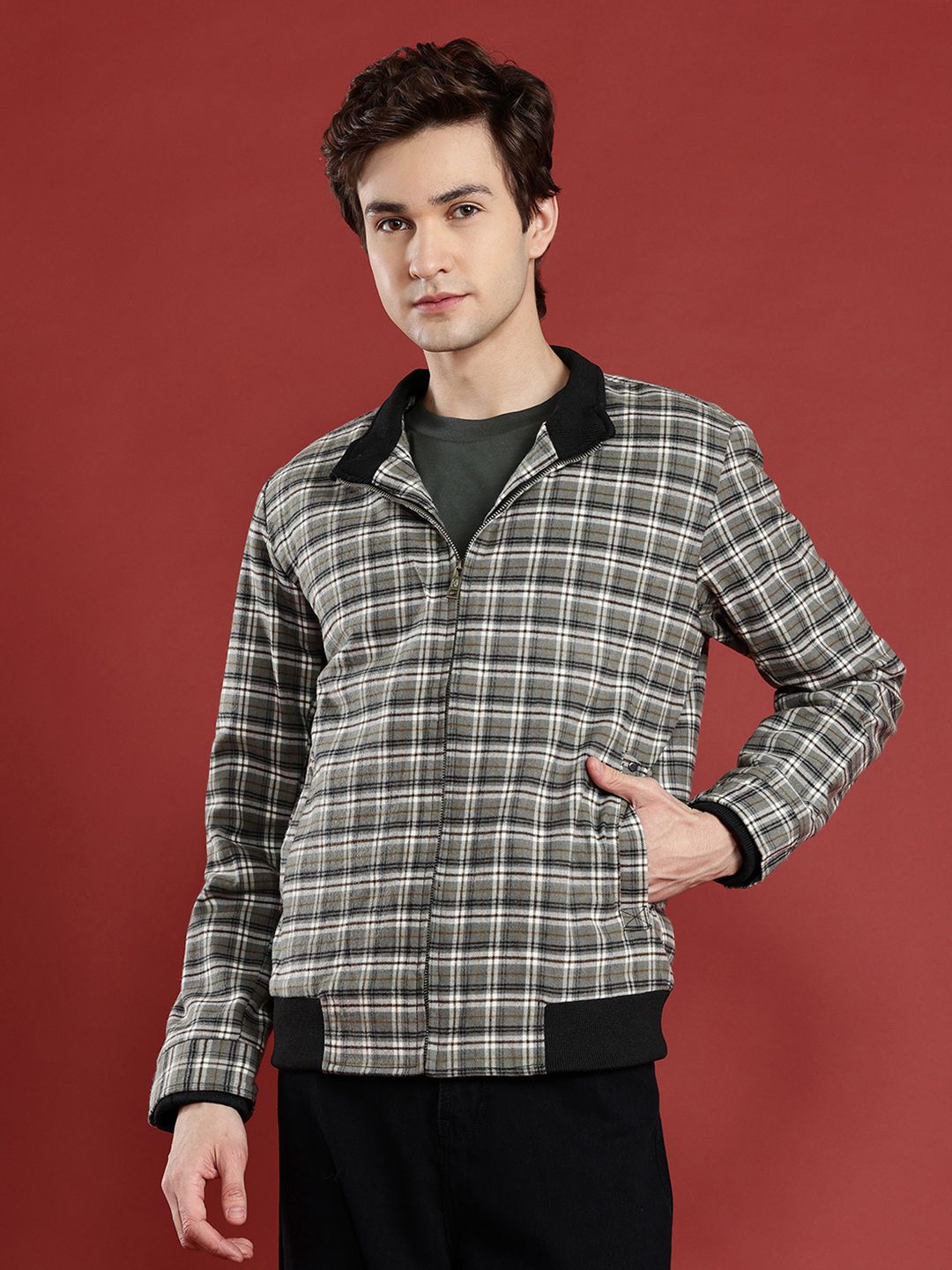 Leather Retail Men Checked Woollen Lightweight Tweed Tailored Jacket-picture-39