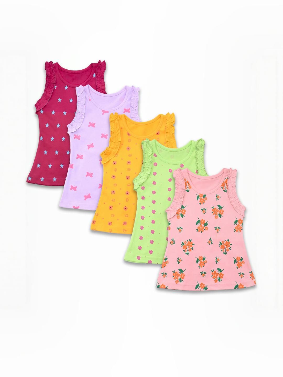 FABROYZ Girls Pack of 5 Printed Sleeveless Cotton Top-picture-21