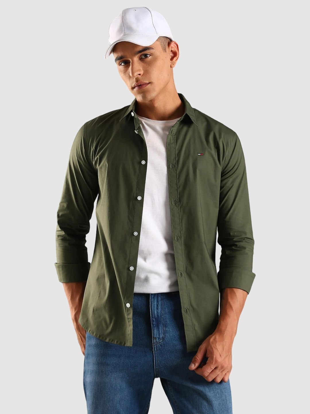 Tommy Hilfiger Spread Collar Slim-Fit Cotton Shirt-image-23