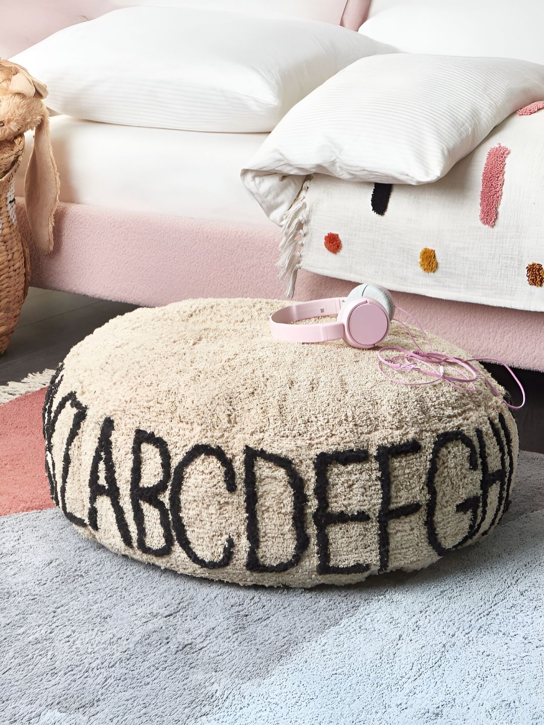 THEGASBH Off-White & Black Textured Ottoman-image-6