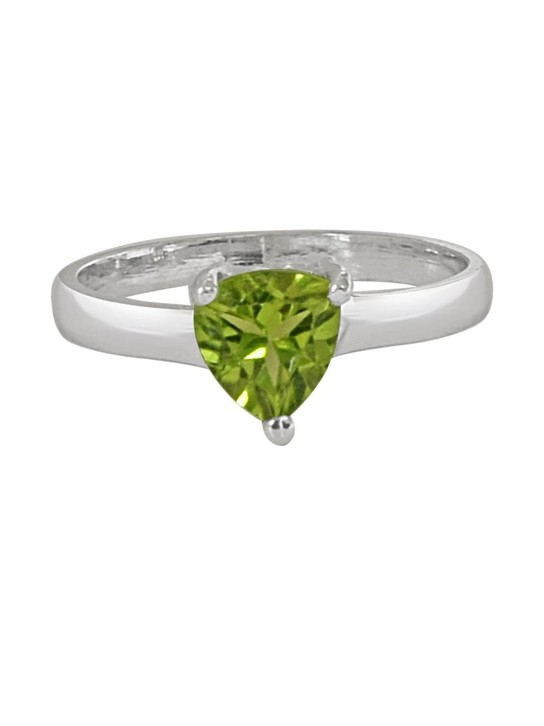 Surat Diamond Jewellery Trillion Shape Green Peridot Ring-image-4