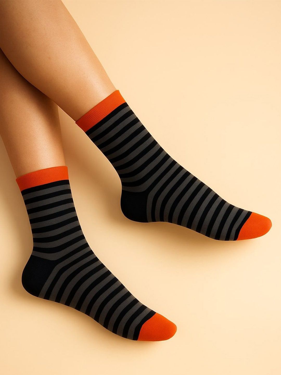 ZEVORA Men Striped Calf-Length Cotton Socks-image-18