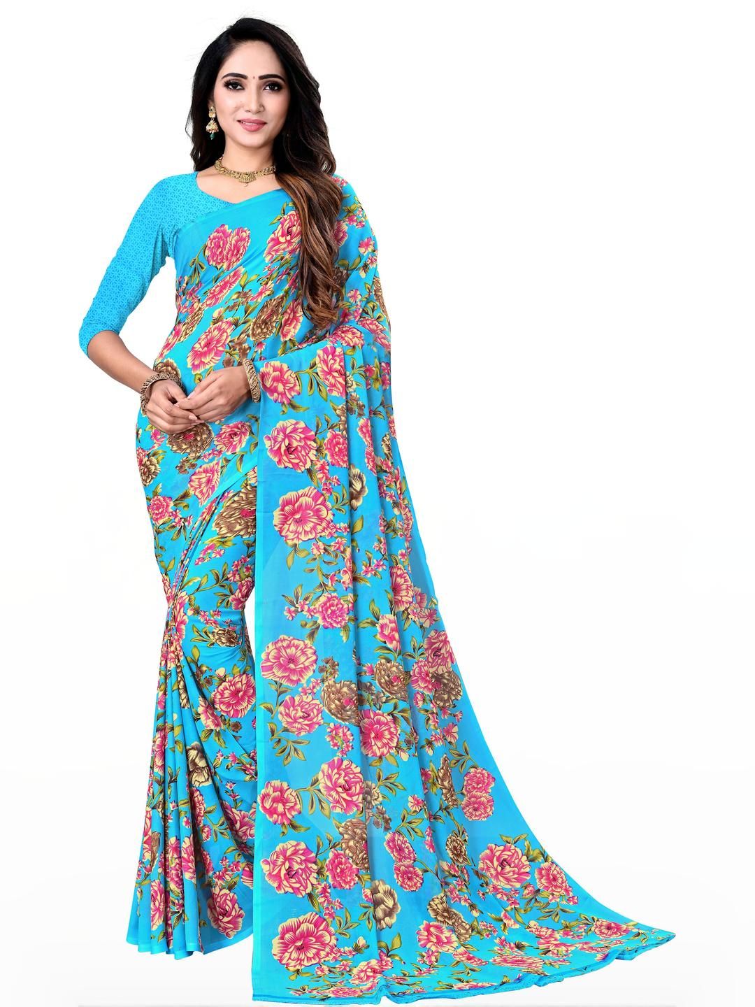 KANOODA Floral Printed Daily Wear Pure Georgette Saree-picture-29