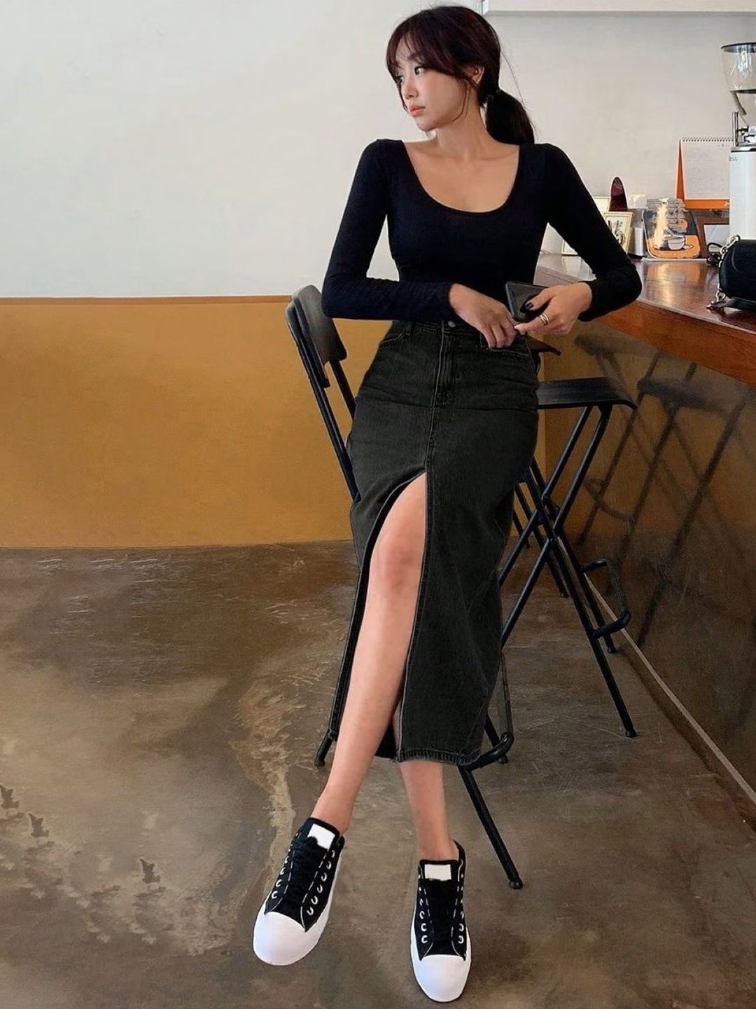 Tripursundari Fashion Women Straight Denim Midi Skirt view 2