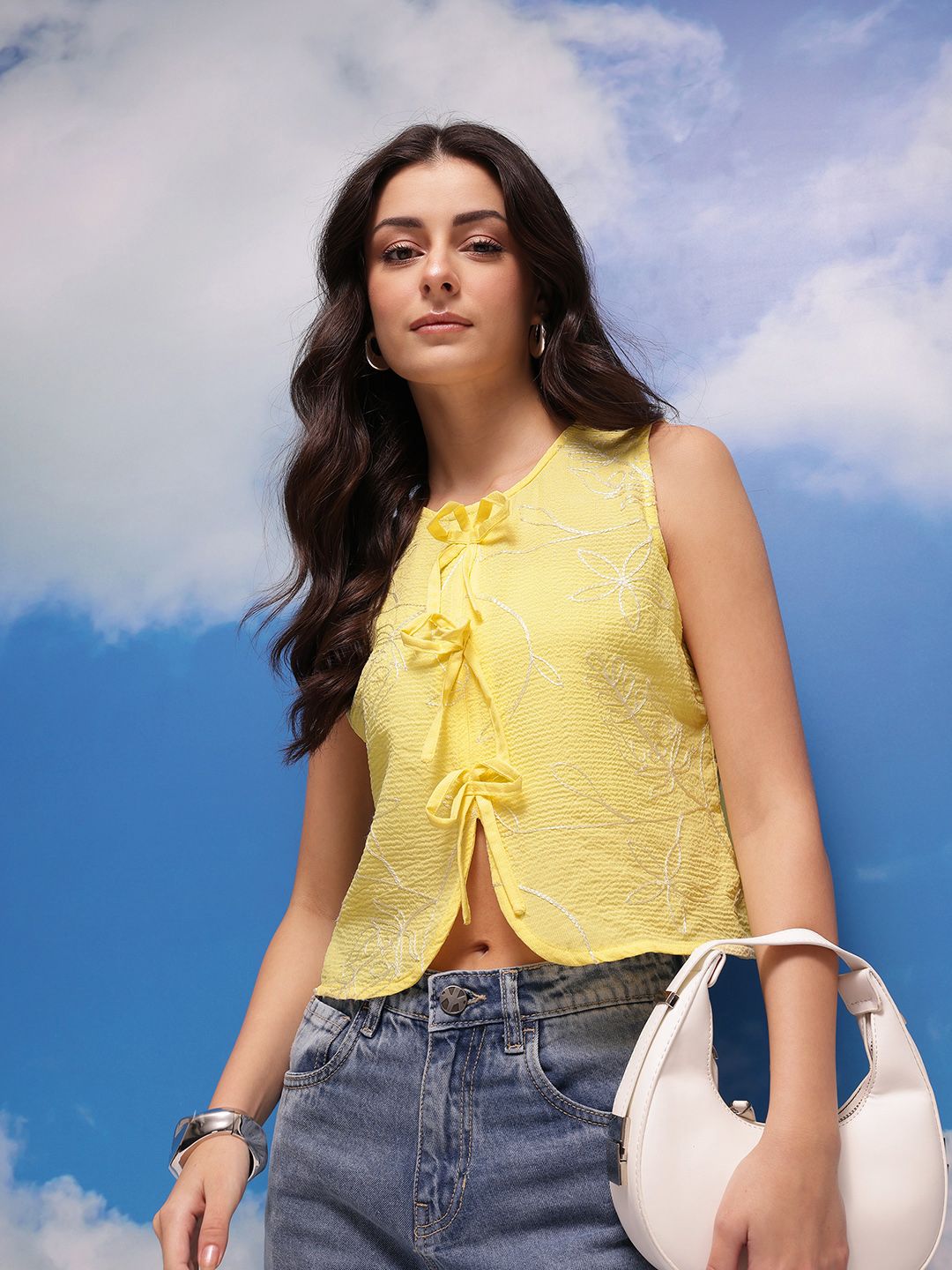 CORSICA Floral Embroidered Crop Top-picture-19