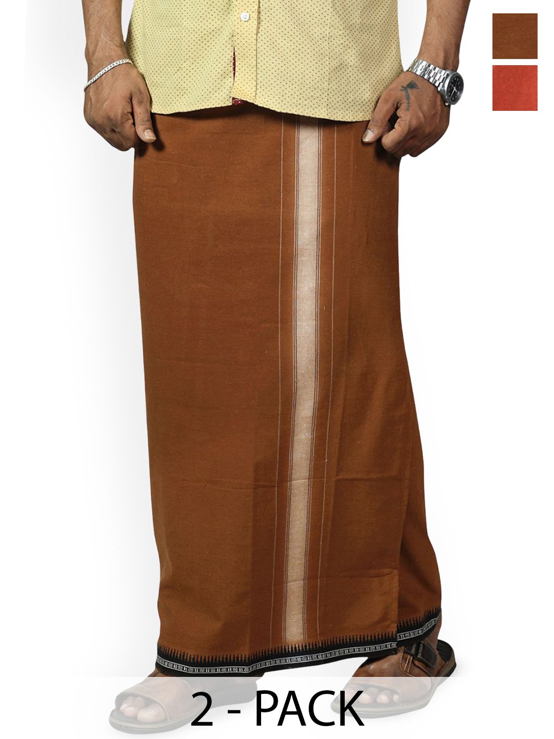 PRAKASAM COTTON Men Solid Cotton Dhoti Dhotis-image-8