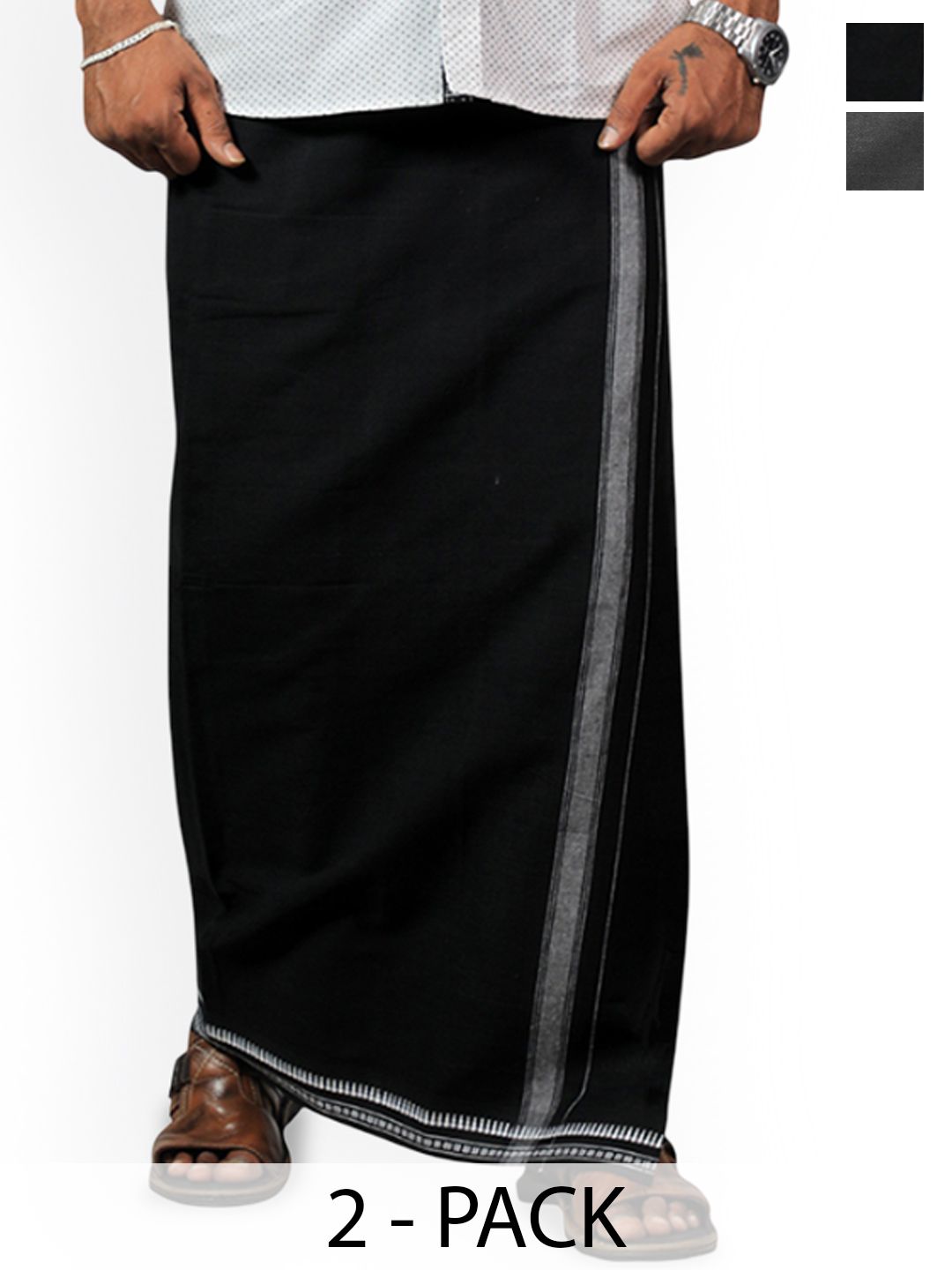 PRAKASAM COTTON Men Selection Of 2 Kerala Style Thalapathi Pure Cotton Dhotis-picture-53