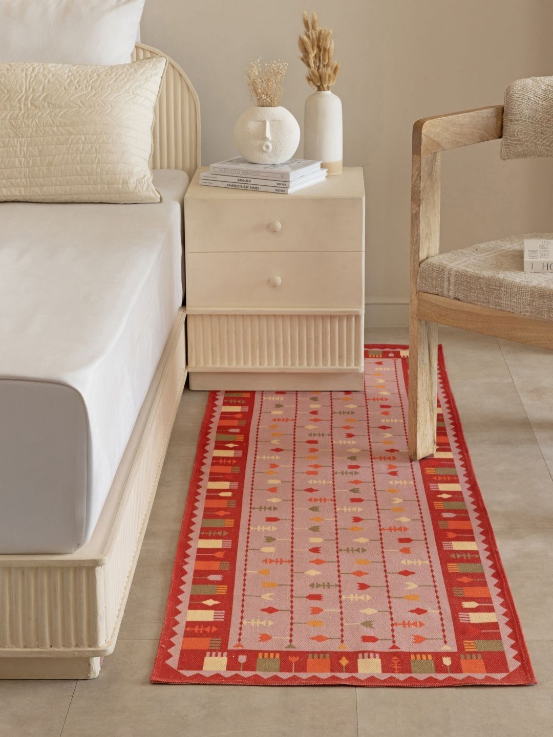 THEGASBH Pink Traditional Handmade Cotton Carpet-image-4