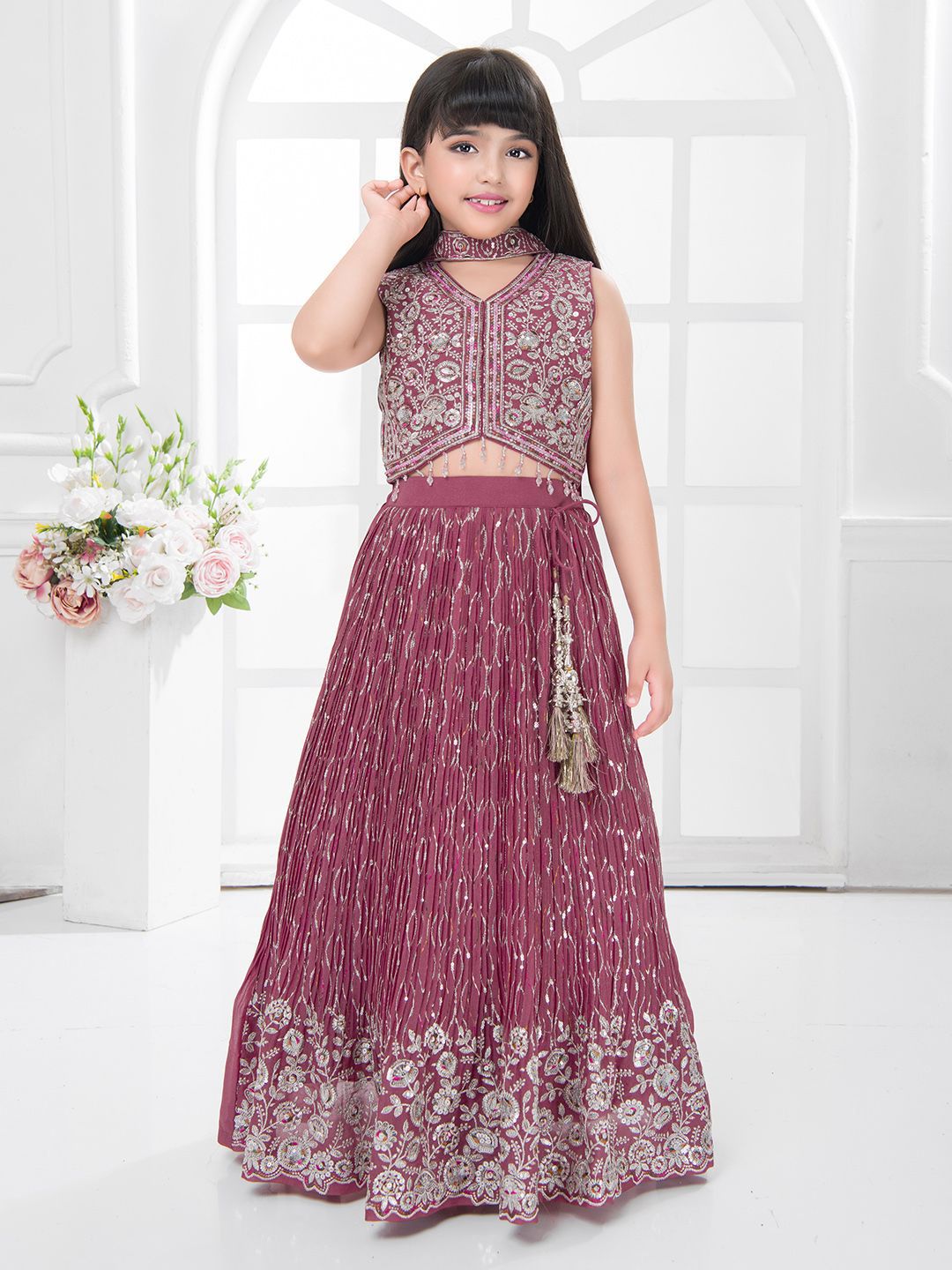 Tiny Kingdom Girls Embroidered Ready to Wear Lehenga &-picture-37