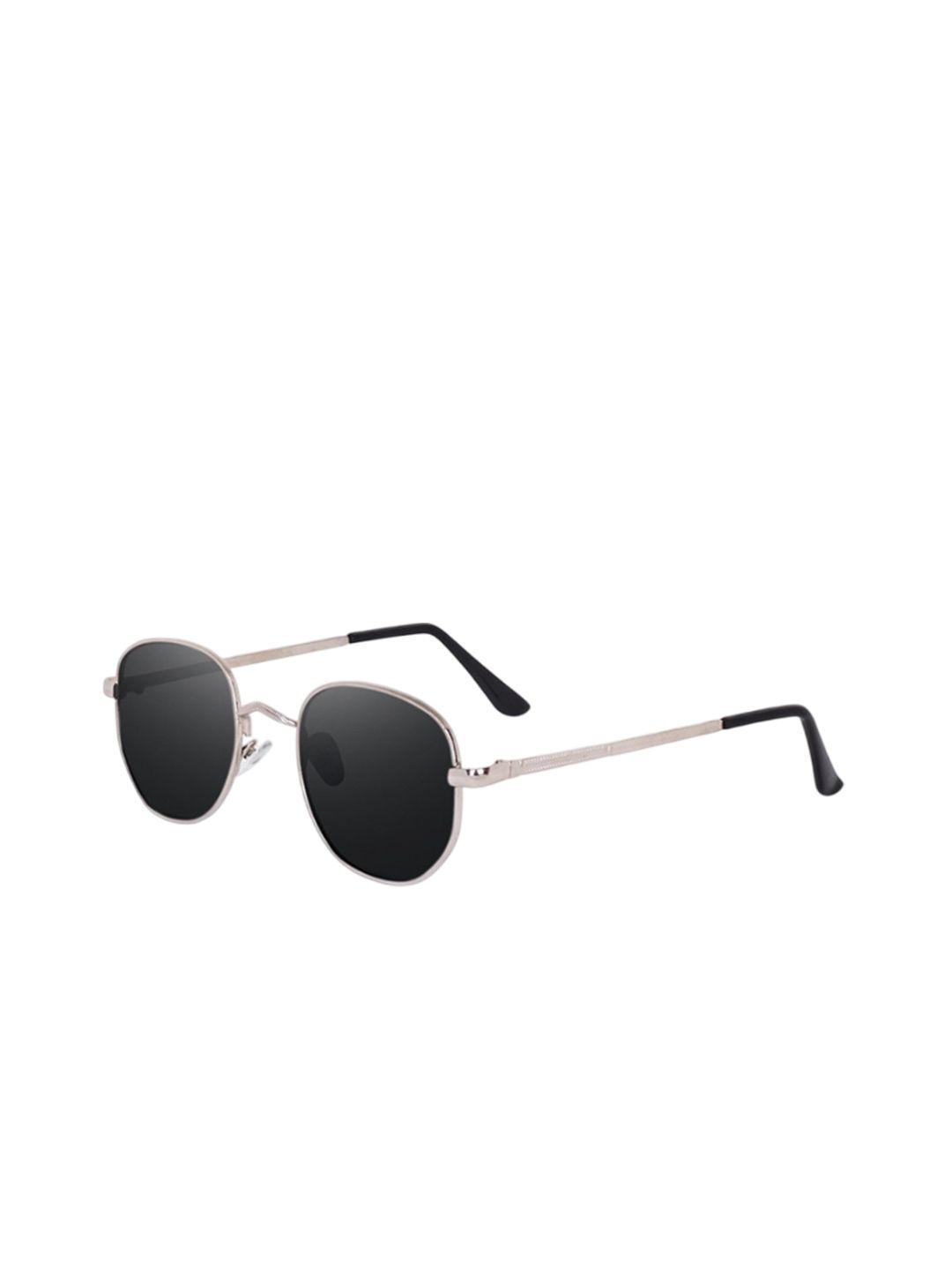 SPADEACES Unisex Black Lens & Silver-Toned Oval Sunglasses with-image-11