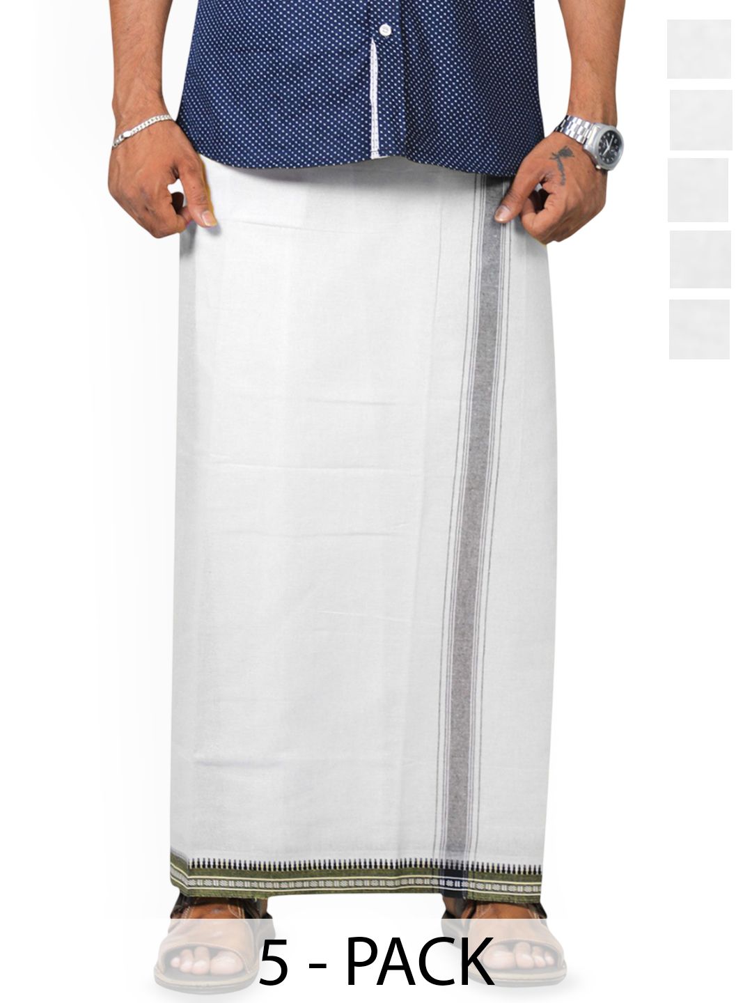 PRAKASAM COTTON Pack Of 5 Men Cotton Dhotis-picture-15