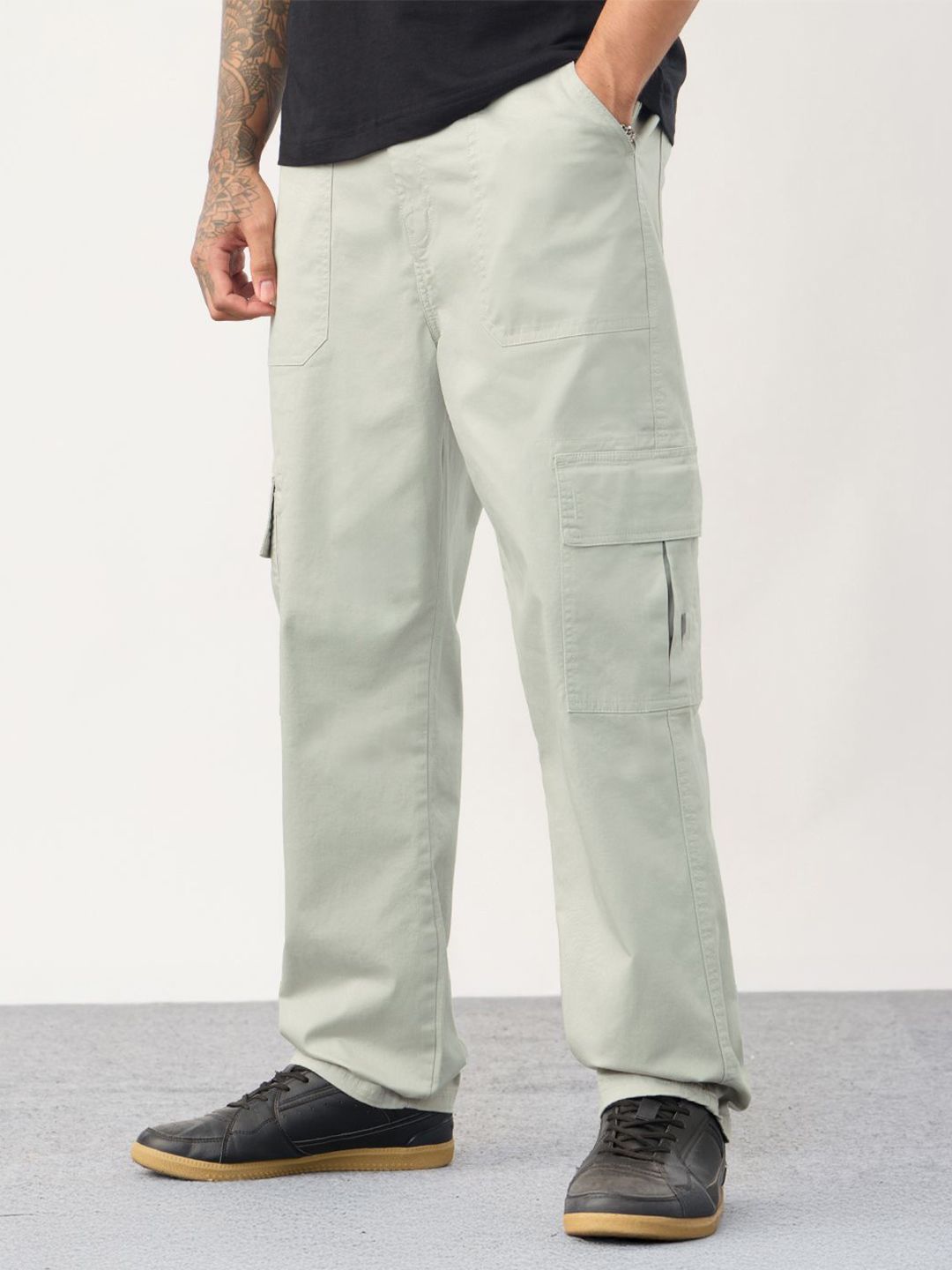 The Souled Store Men Feather Grey Cargo Pants-picture-13