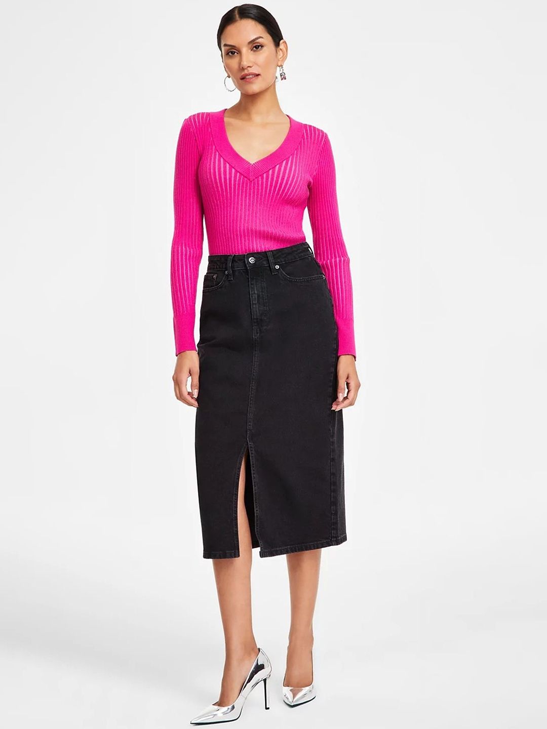 Tripursundari Fashion Straight Midi Denim Skirt-picture-35