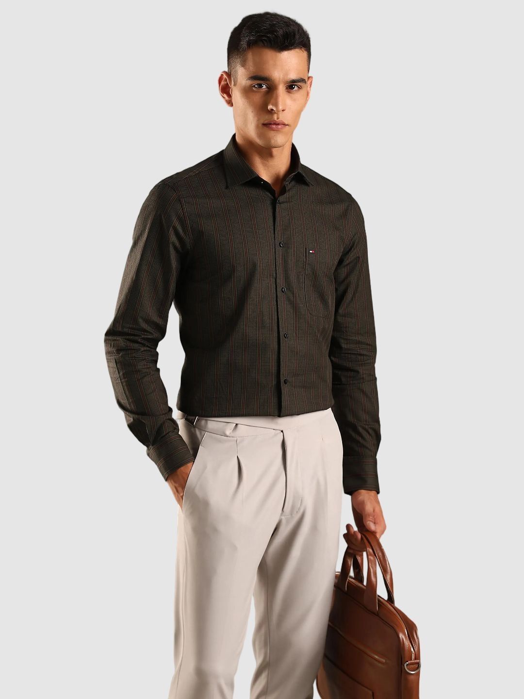 Tommy Hilfiger Striped Spread Collar Cotton Formal Shirt-image-9