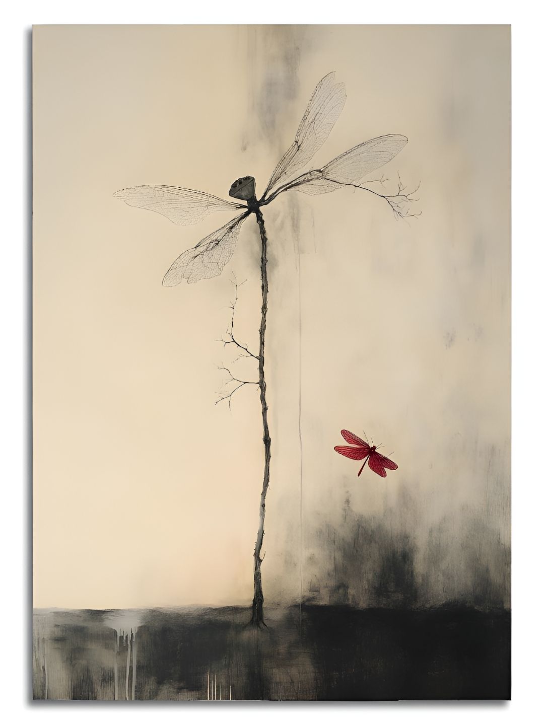 Craftnest creations Cream-Coloured & Black Single Piece Canvas Abstract Wall Paintings-picture-10