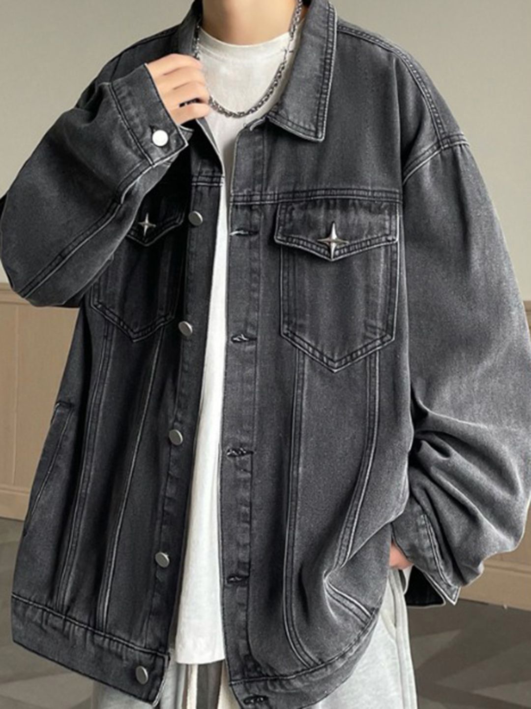 StyleCast Men Spread Collar Denim Jacket-picture-12