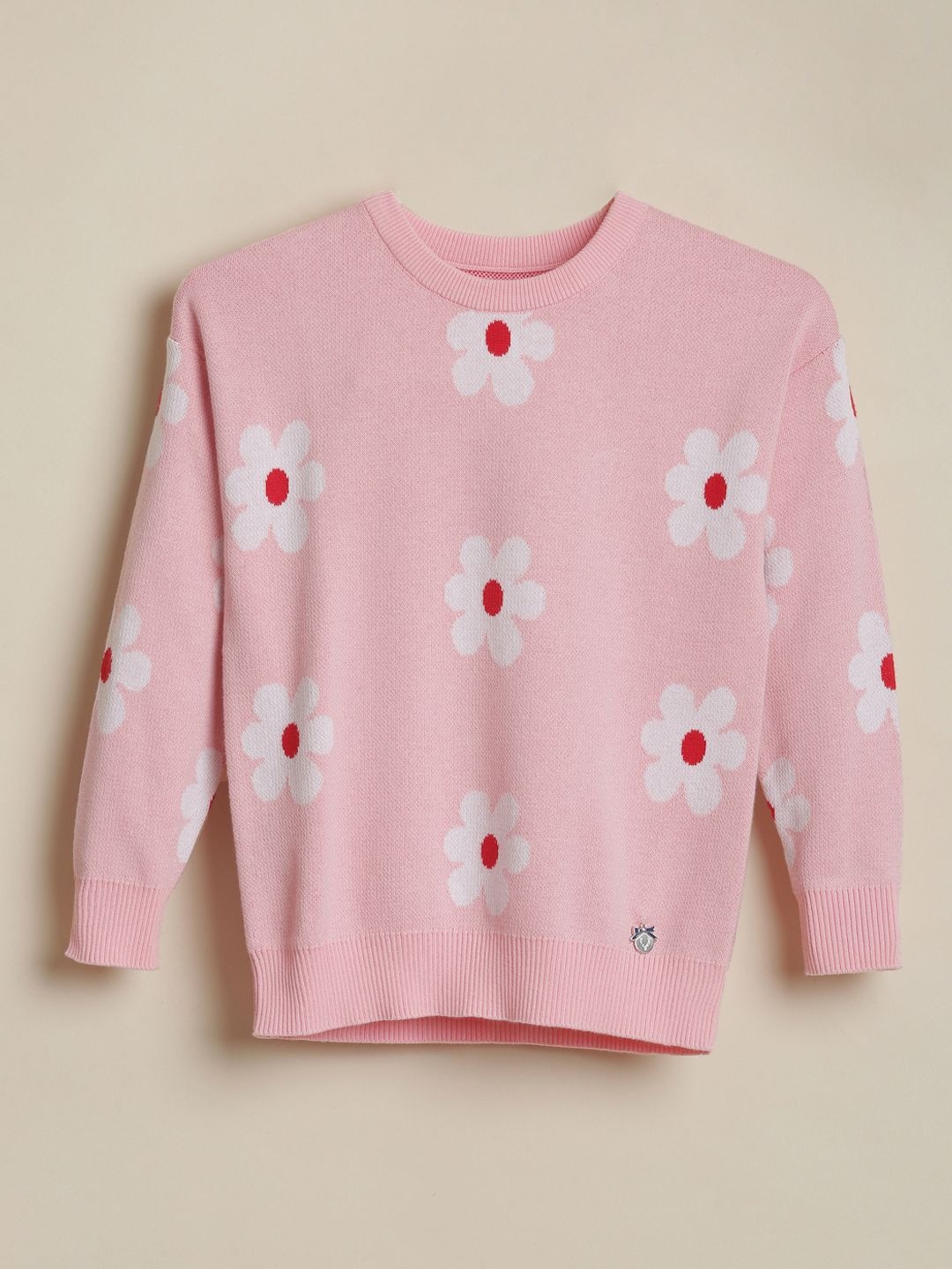 Allen Solly Junior Girls Floral Printed Round Neck Pure Cotton Pullover-picture-38