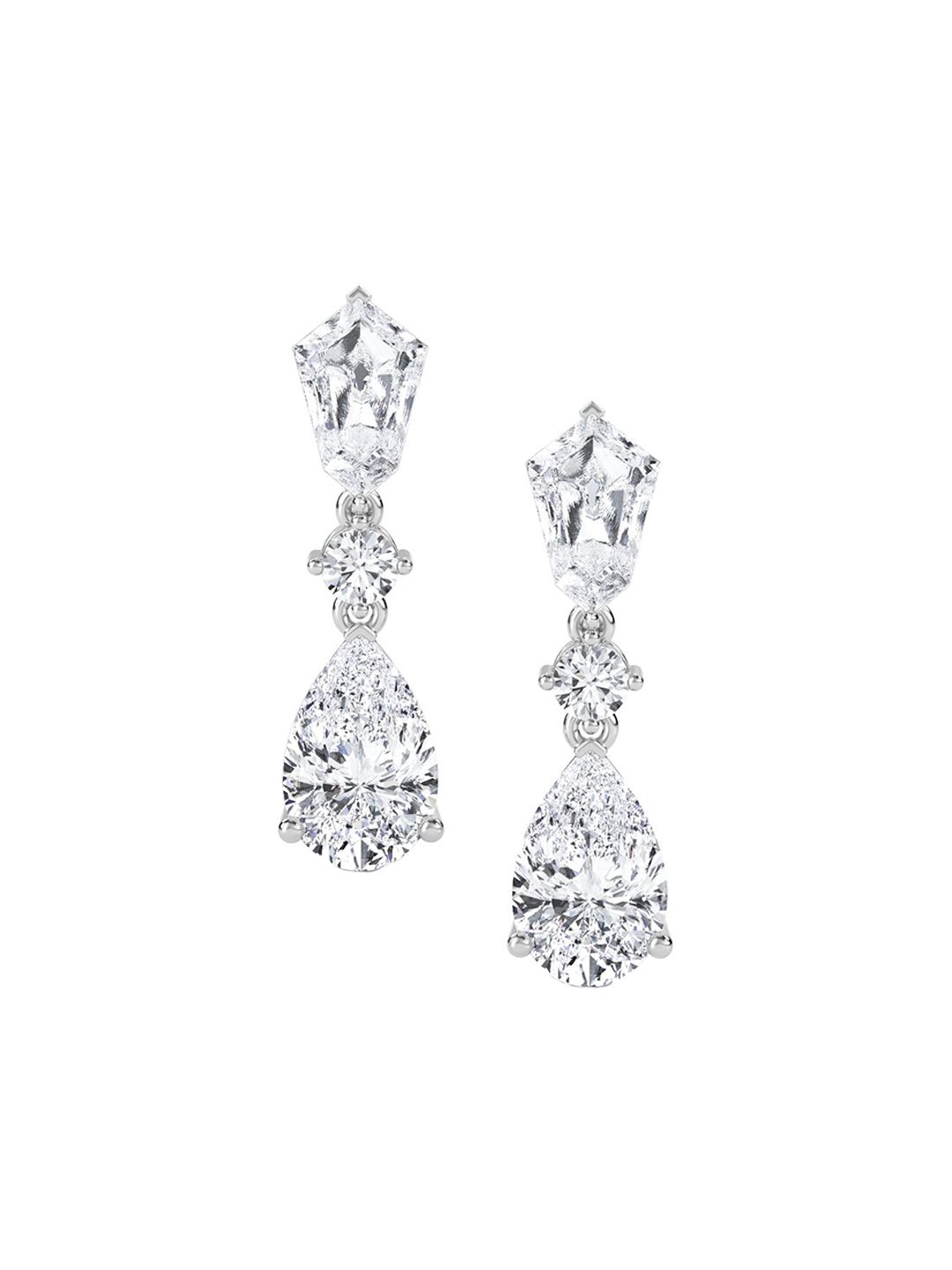 LUNA 14 KT White Gold 3.56 Ct Lab Grown Diamond Hoop & Huggie Earrings - 2.1 g-image-47