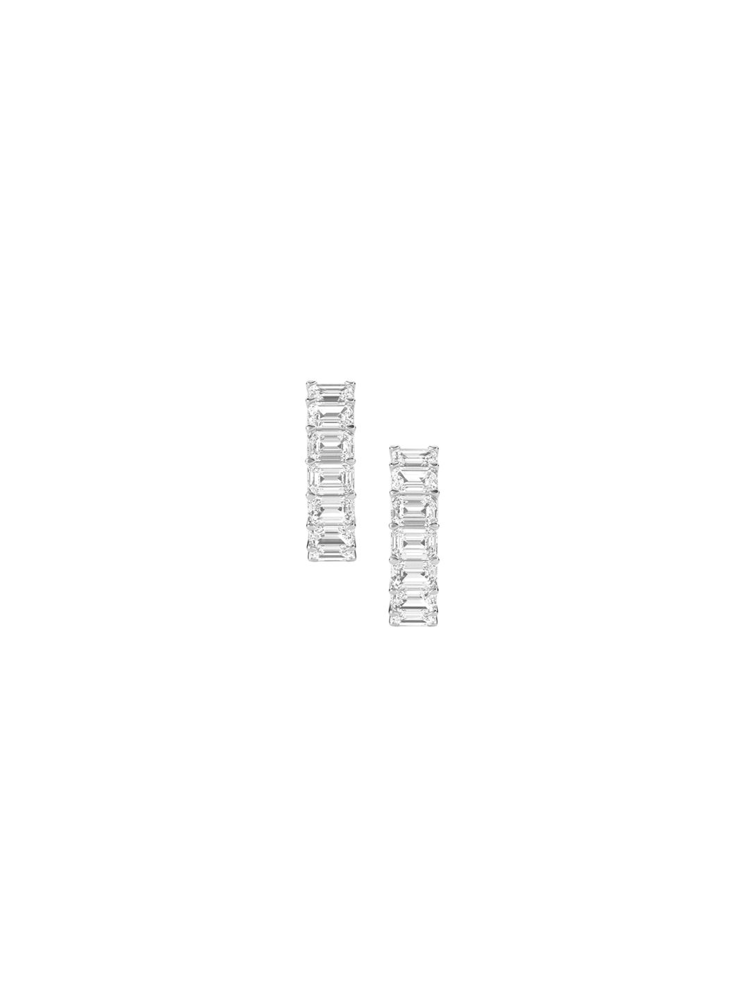 LUNA 14 KT White Gold 13.2 Ct Lab Grown Diamond Hoop & Huggie Earrings - 6.33 g-picture-45
