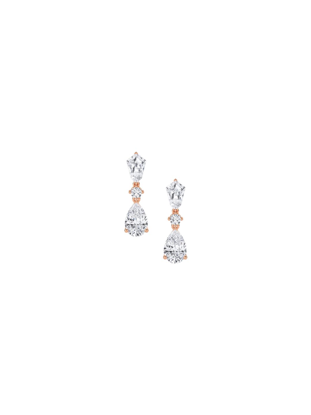 LUNA 14 KT Rose Gold 3.56 Ct Lab Grown Diamond Studded Drop Earrings - 2.1 g-image-46