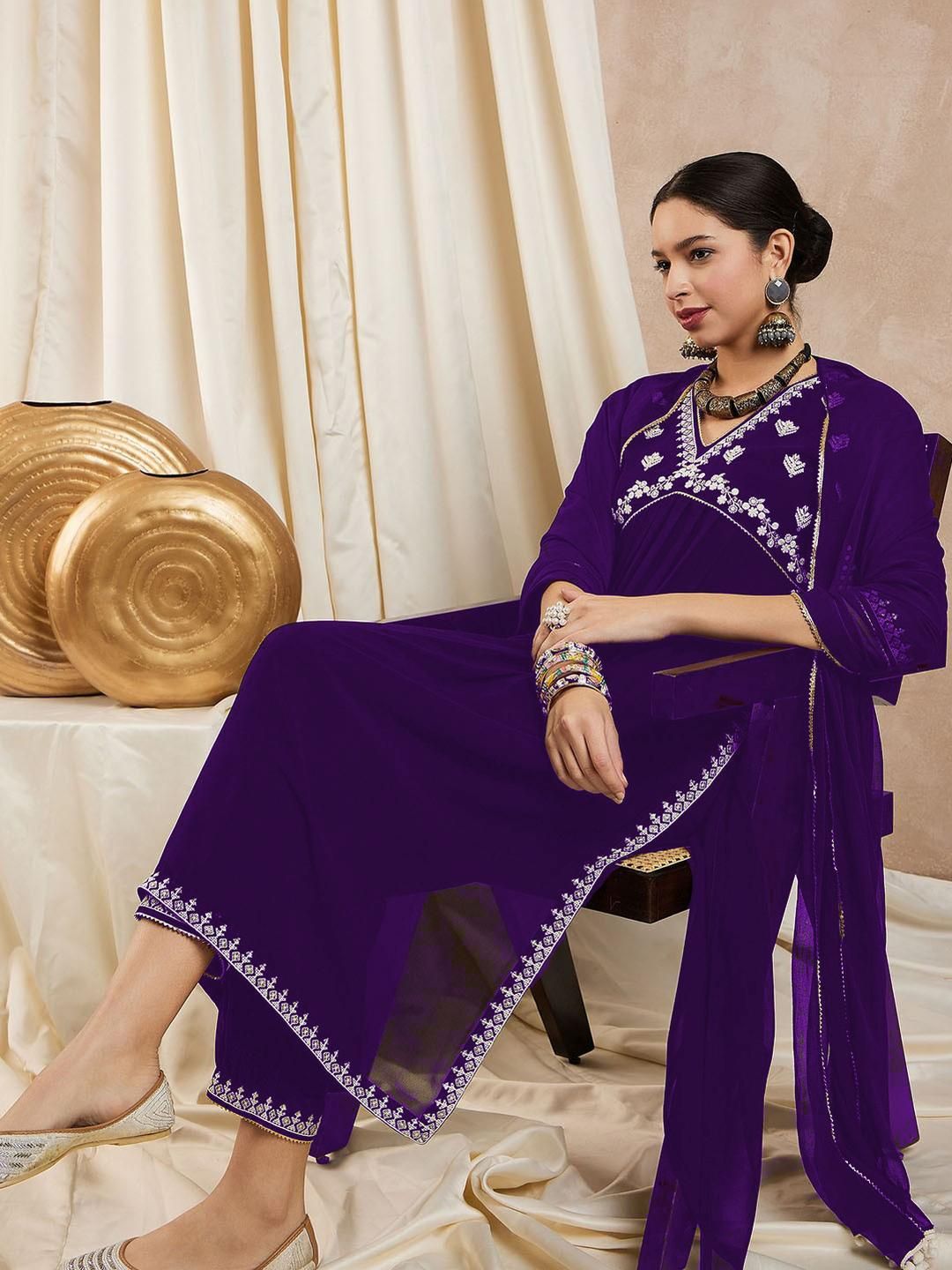 Lerkiza Women Purple Kurta Sets