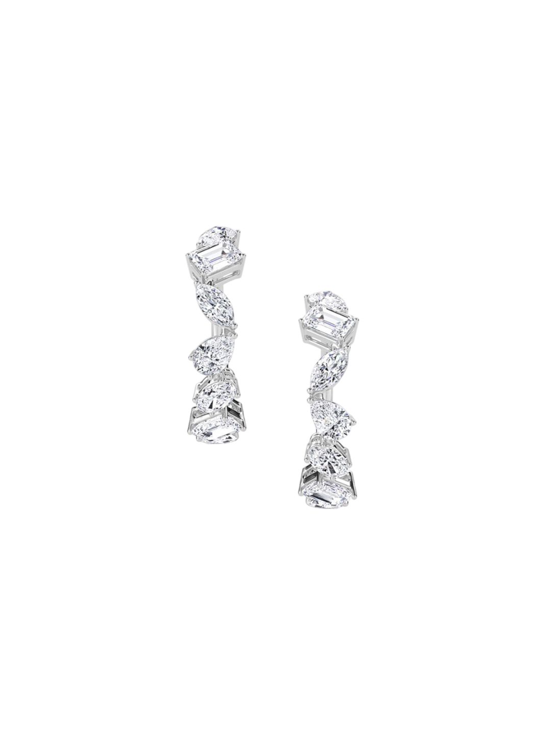 LUNA 14 KT White Gold 4.04 Ct Lab Grown Diamond Hoop & Huggie Earrings - 3.64 g-picture-27
