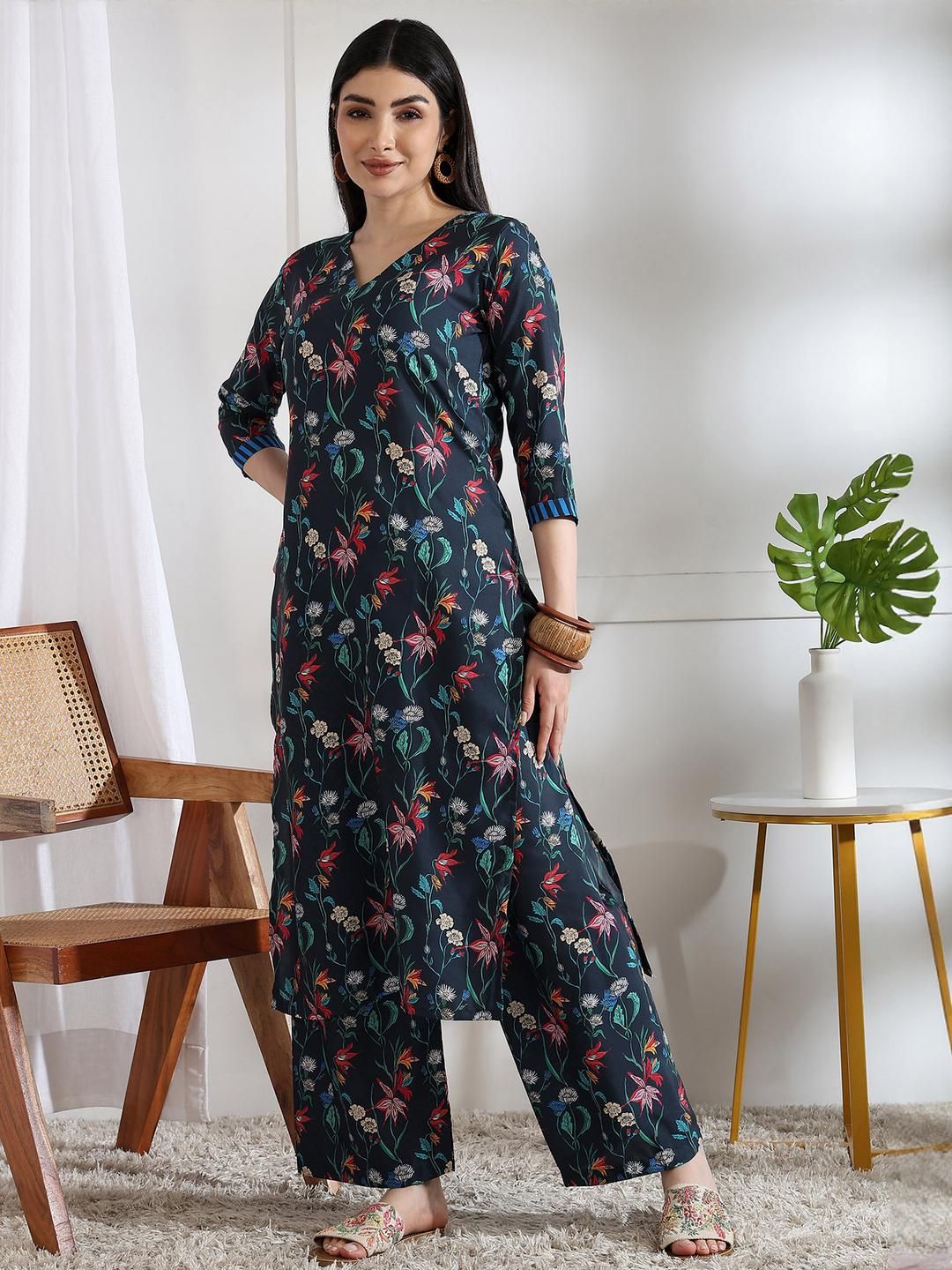 Moda Rapido Women Floral Print Poly Rayon Kurta Set