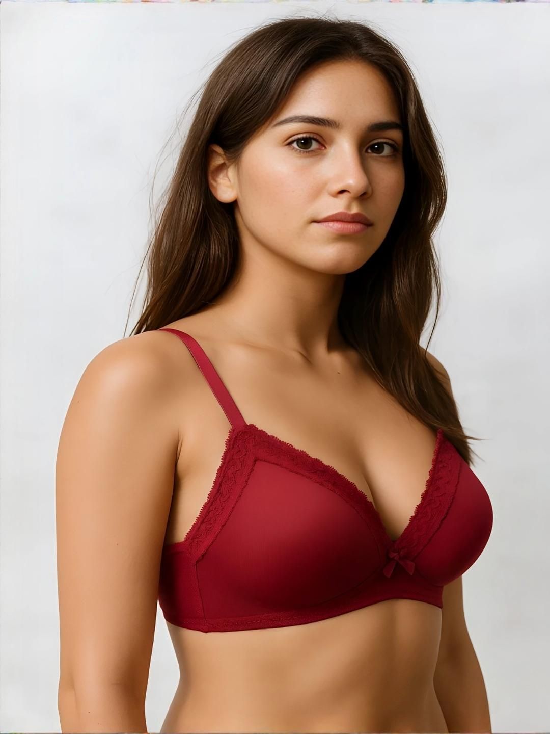 Blush Lado Medium Coverage Underwired Lightly Padded Lace Detail Push Up Bra