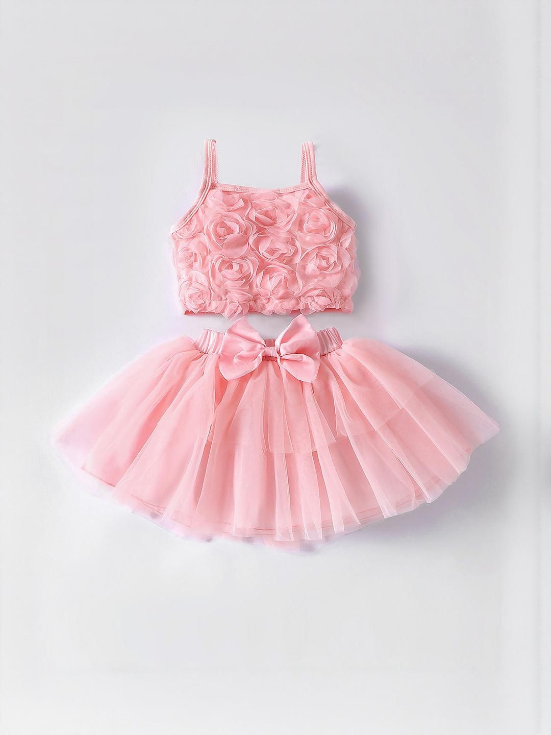 2-Pc Floral Blouse & Skirt