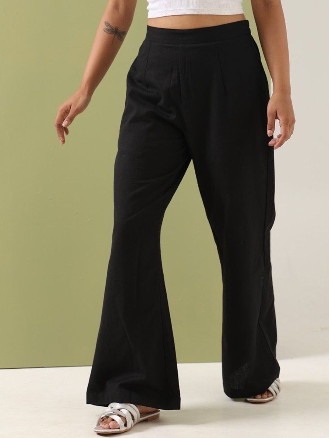 SUGNAA Women Relaxed Straight Leg High-Rise No Fly Trousers-picture-36