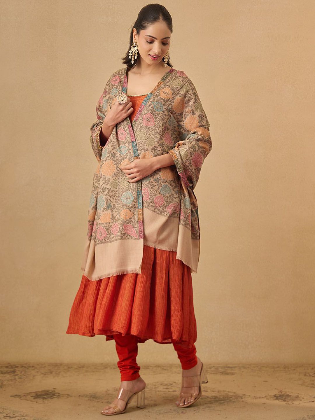 Pashmoda Women Floral Woven Design Shawl