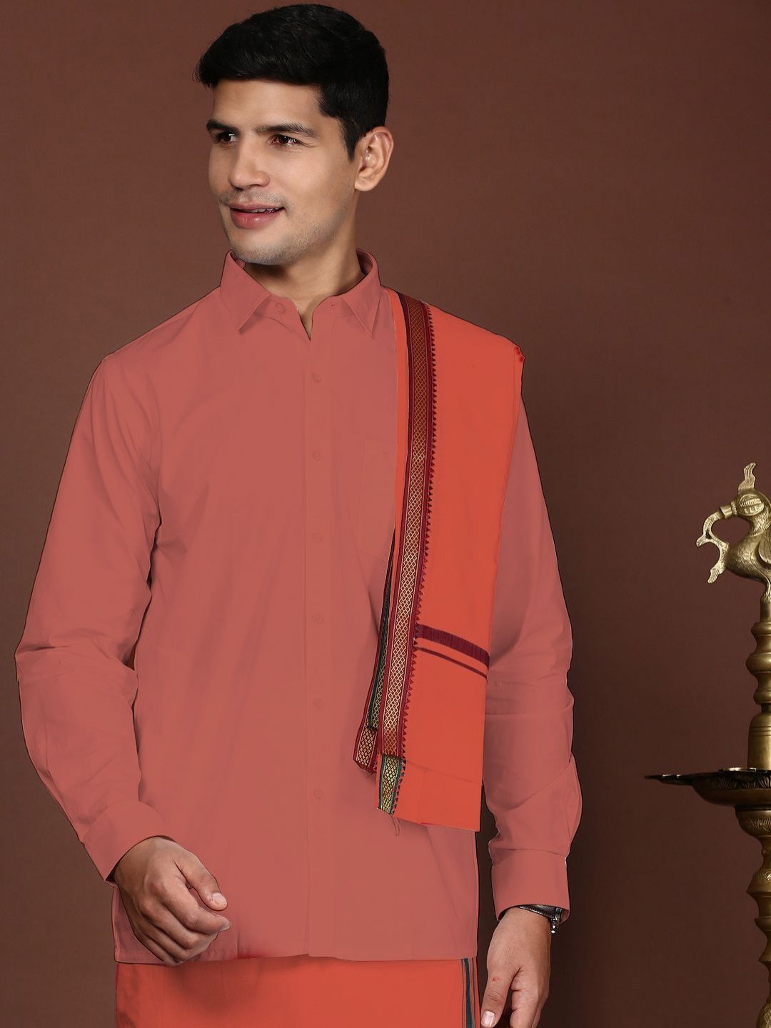 WHITE HEART Men Orange Cotton 250 GSM Towel-picture-39