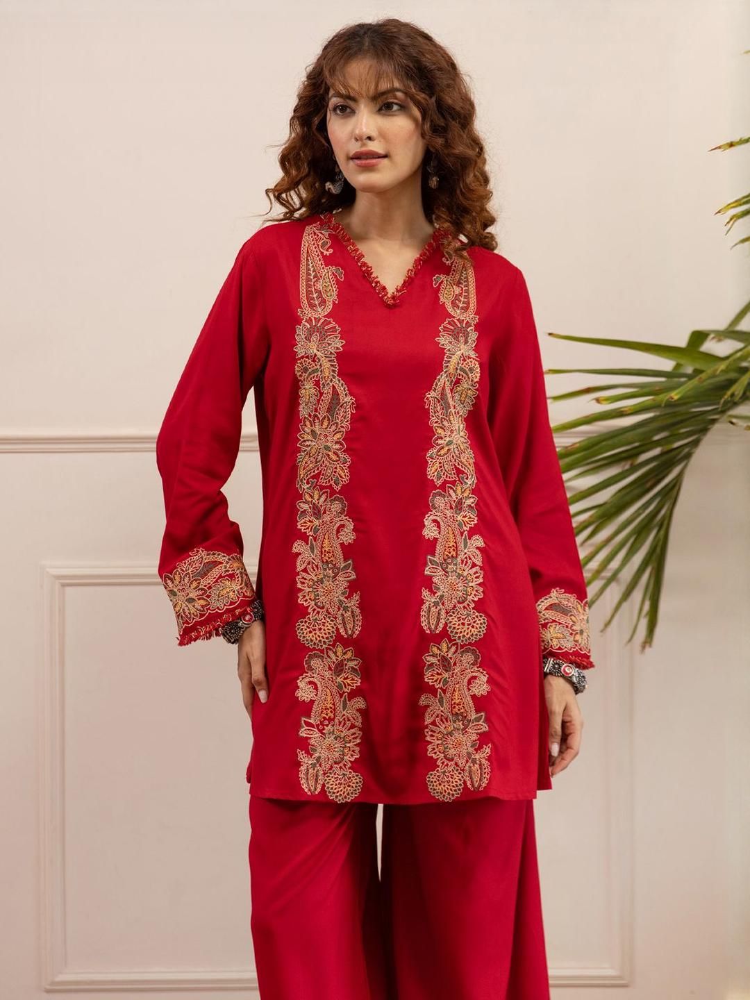 Indo Era Women Ethnic Motifs Embroidered A-Line Kurta with Palazzos
