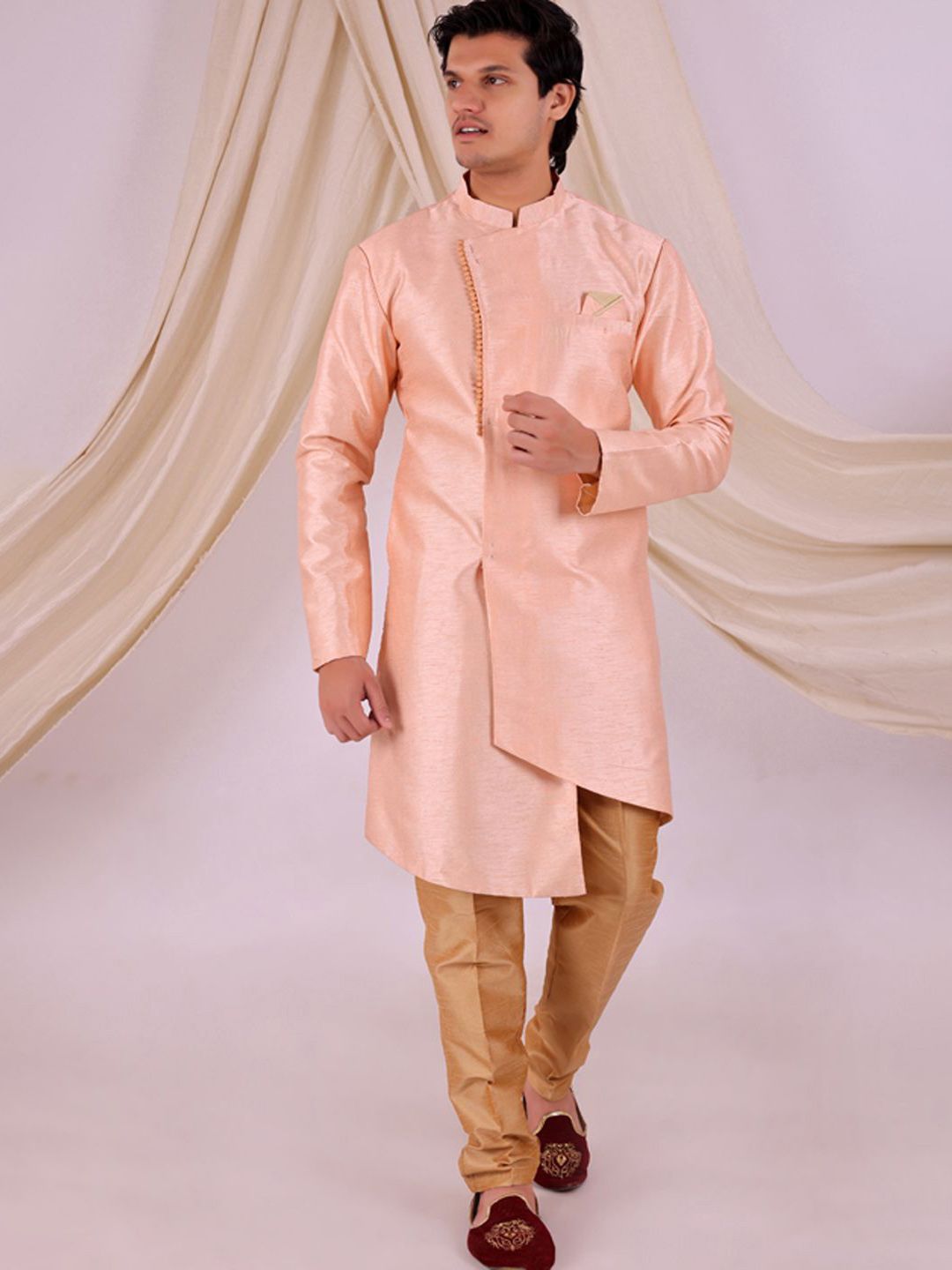 Desibutik Mandarin Collar Sherwani With Pyjama-image-38