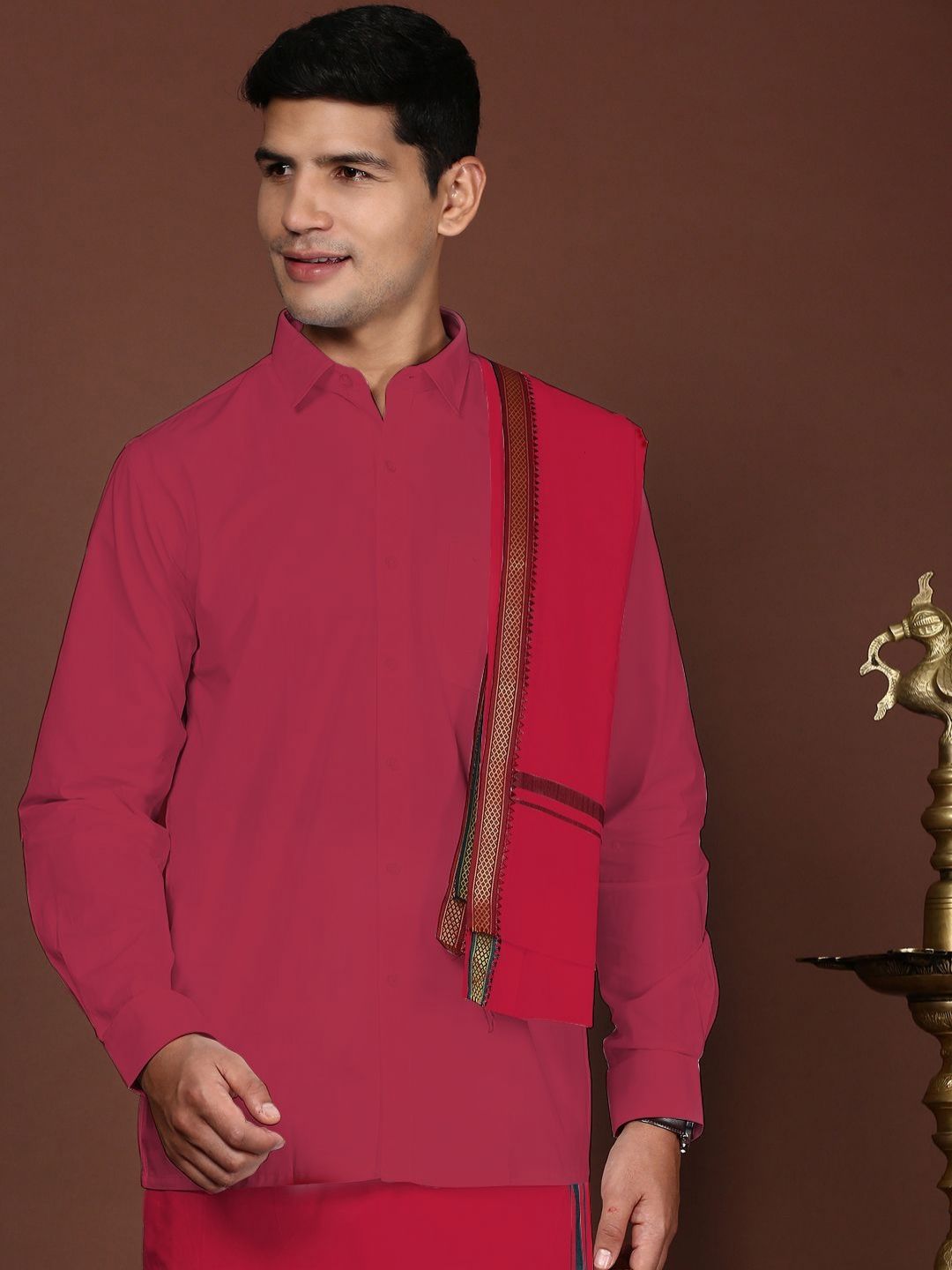 WHITE HEART Maroon Cotton 250 GSM Angavastram Towel-picture-35