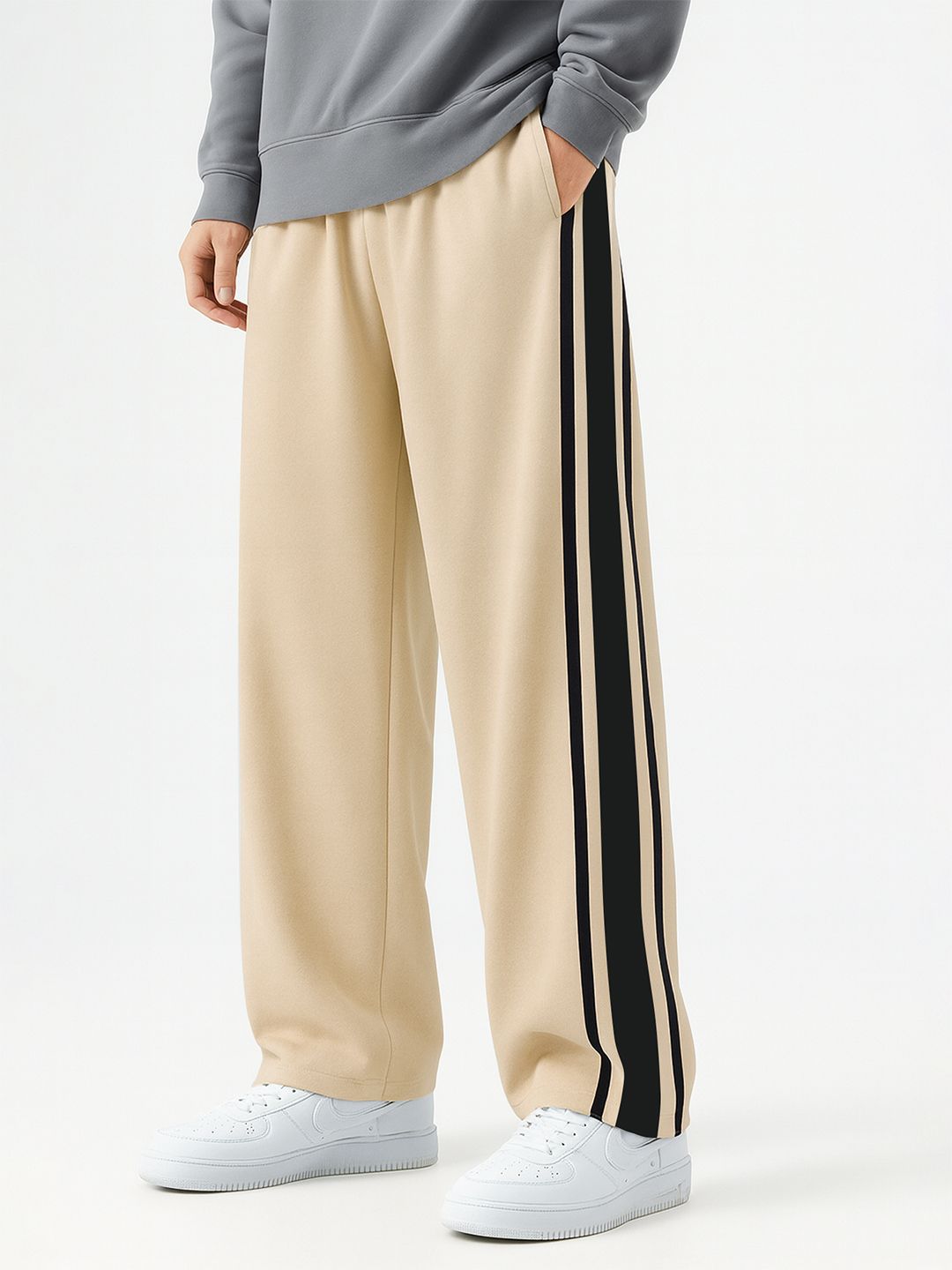 Maniac Men colorblocked Cotton Baggy-Fit Mid-Rise Track Pants-image-28