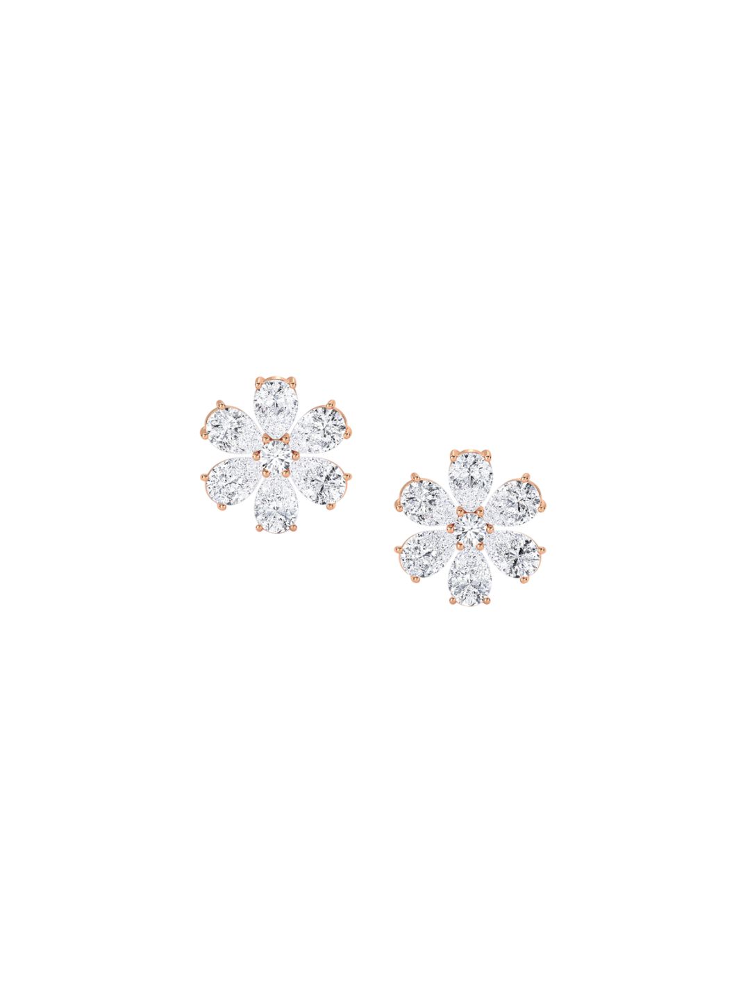 LUNA 14 KT Rose Gold 5.78 Ct Lab Grown Diamond Studded Earrings - 4 g-picture-13