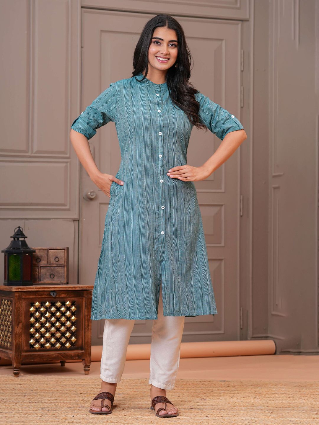 DIZON Women Striped Kurta Set