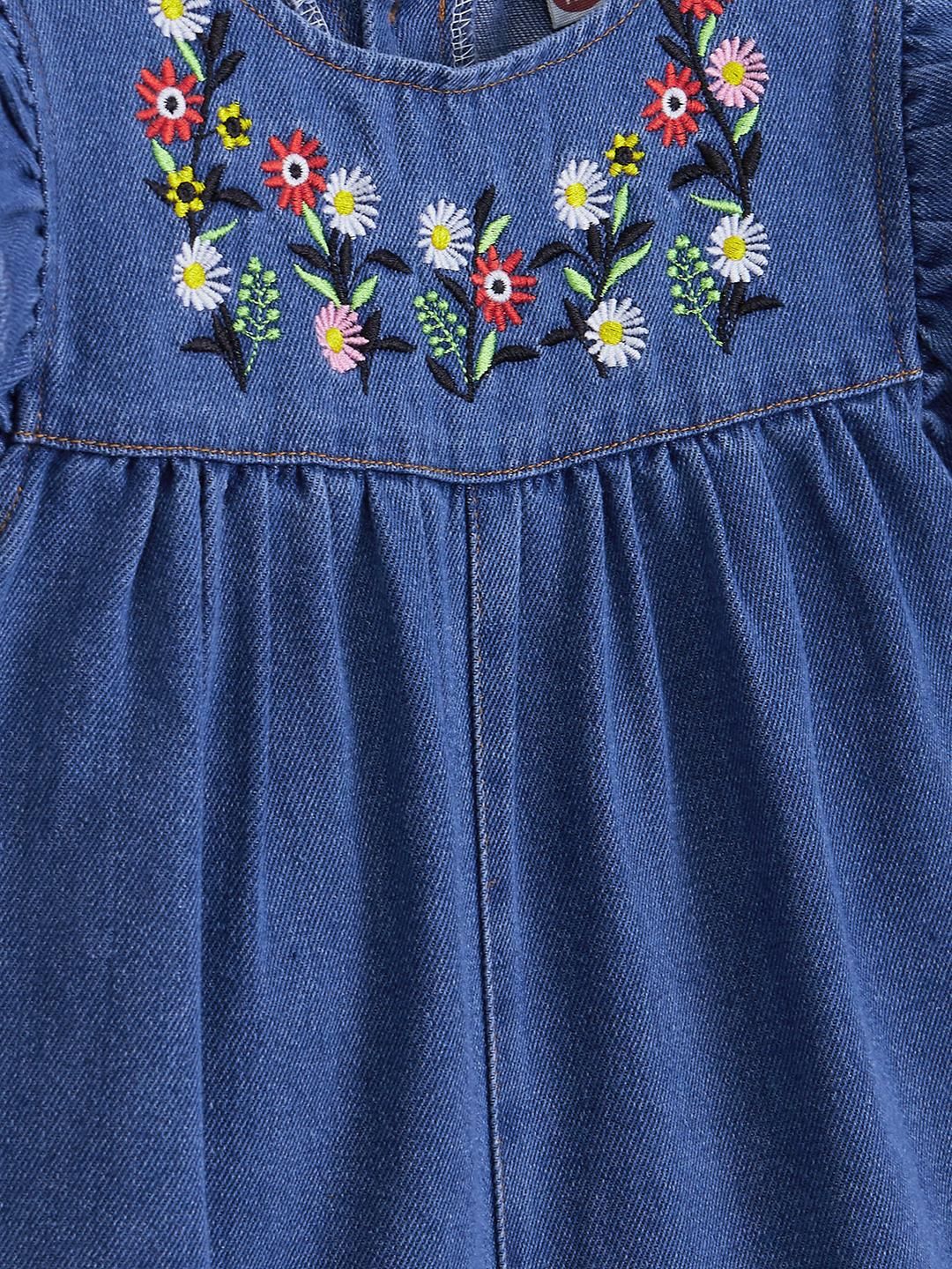 Hopscotch Girls Floral Embroidered Denim Jumpsuit-picture-10