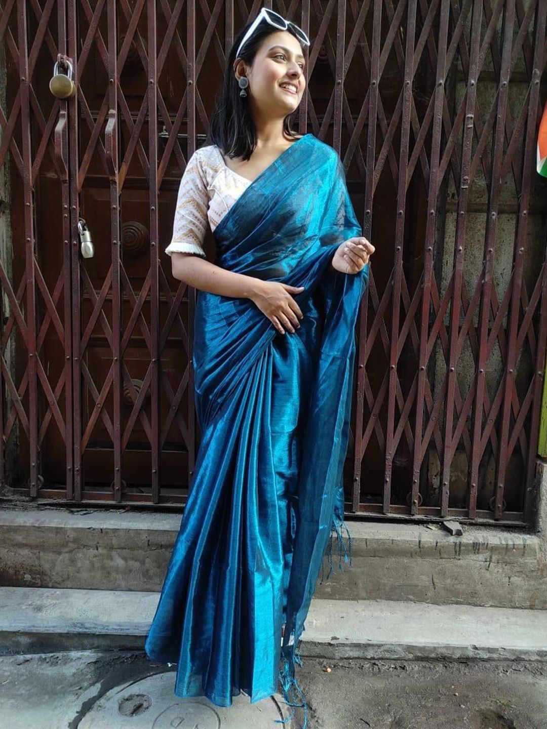SUSHRITA BOUTIQUE Tissue Saree With Blouse Piece-picture-23