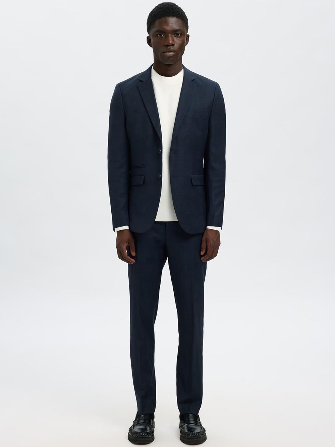 SELECTED Men Checked Slim Fit Formal Trousers-image-32