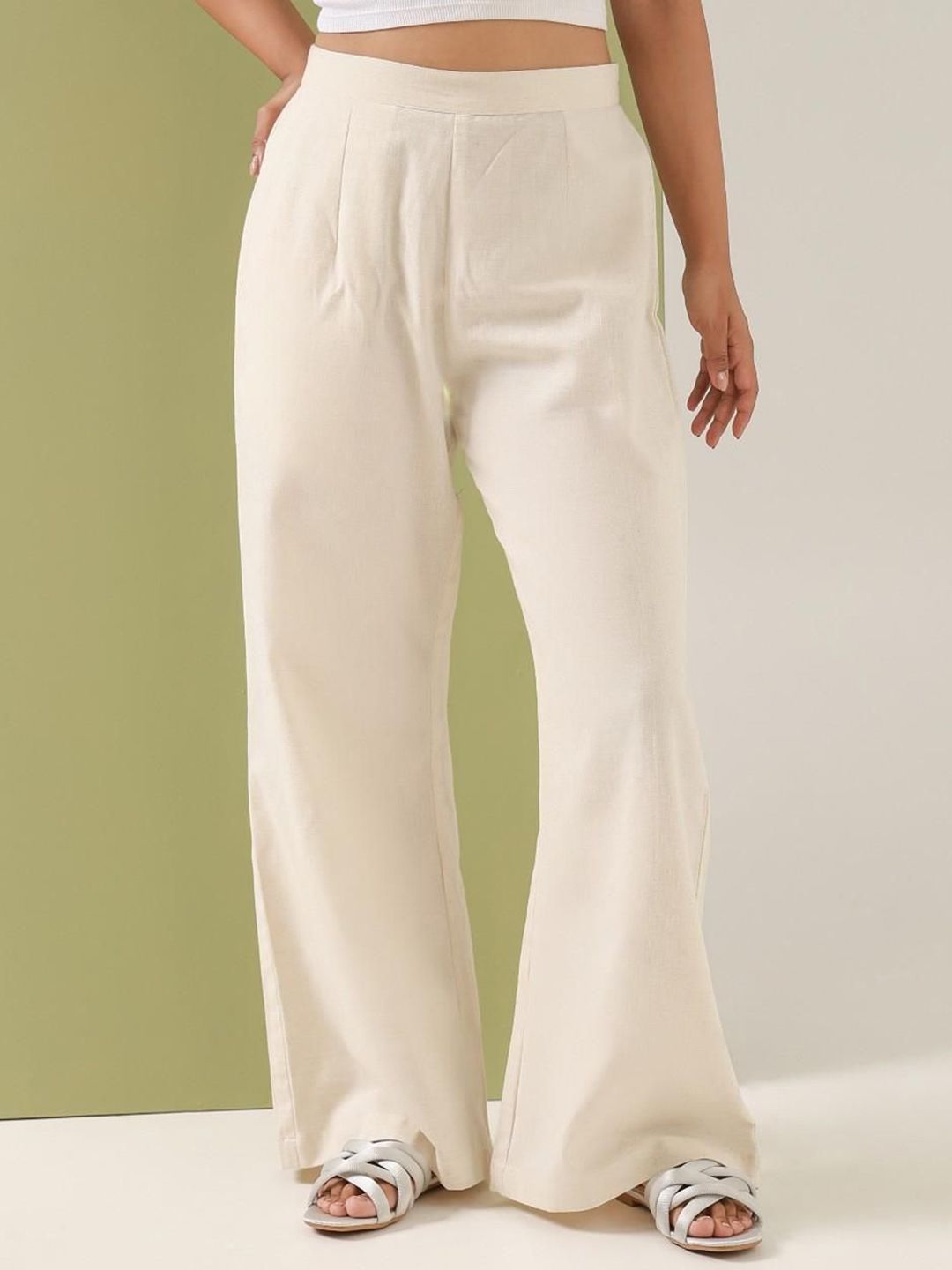 SUGNAA Women Relaxed Straight Leg High-Rise No Fly Trousers-picture-32