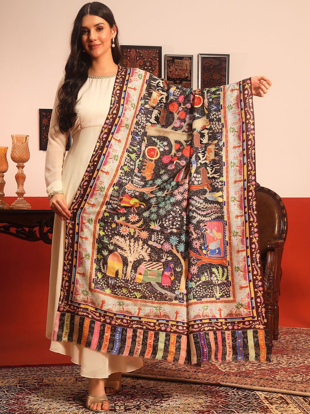 Pashmoda Women Tribal Embroidered Shawl-picture-10