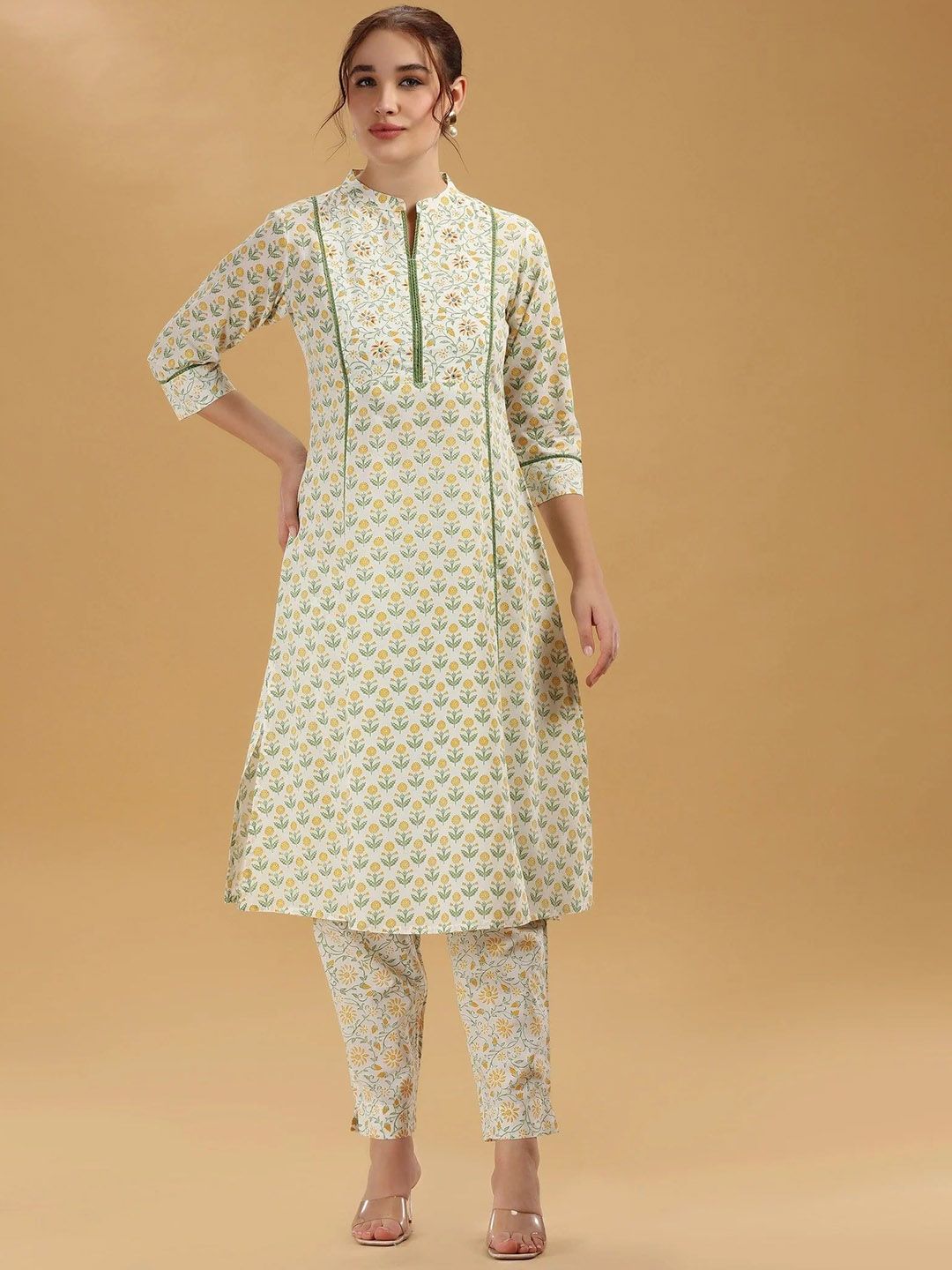 COTTON CULTURE Women Floral Printed Regular Pure Cotton Kurta with Trousers