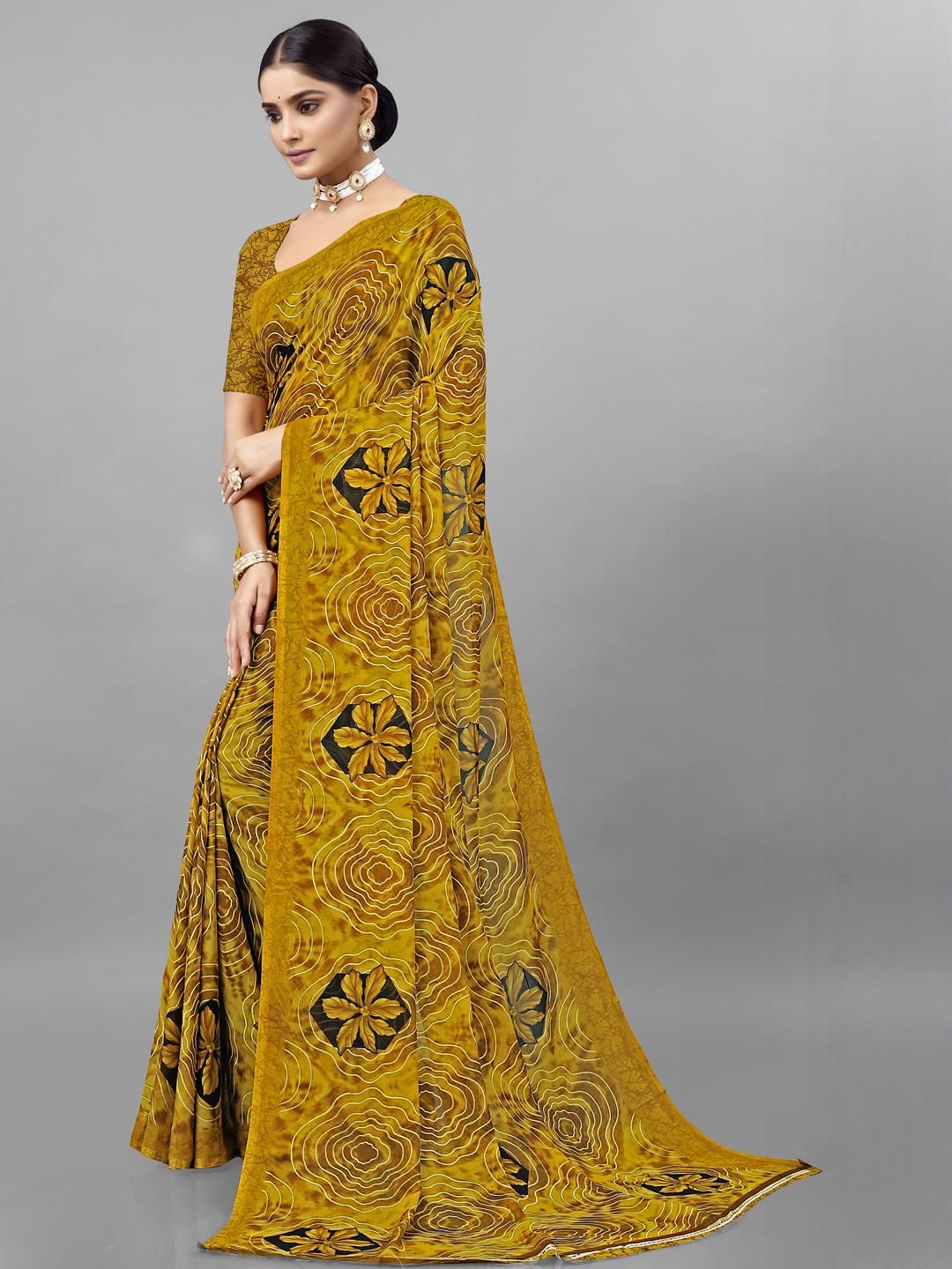 KANOODA Ethnic Motifs Printed Pure Georgette Saree-picture-21