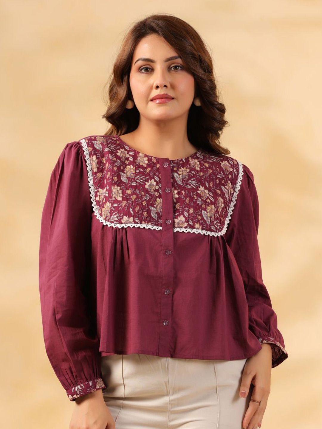 Zenava by Myntra Women Floral Embroidered Cotton Top-image-49