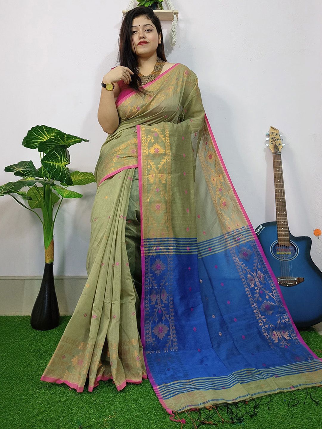 Saree star Floral Silk Cotton Taant Sarees-picture-52