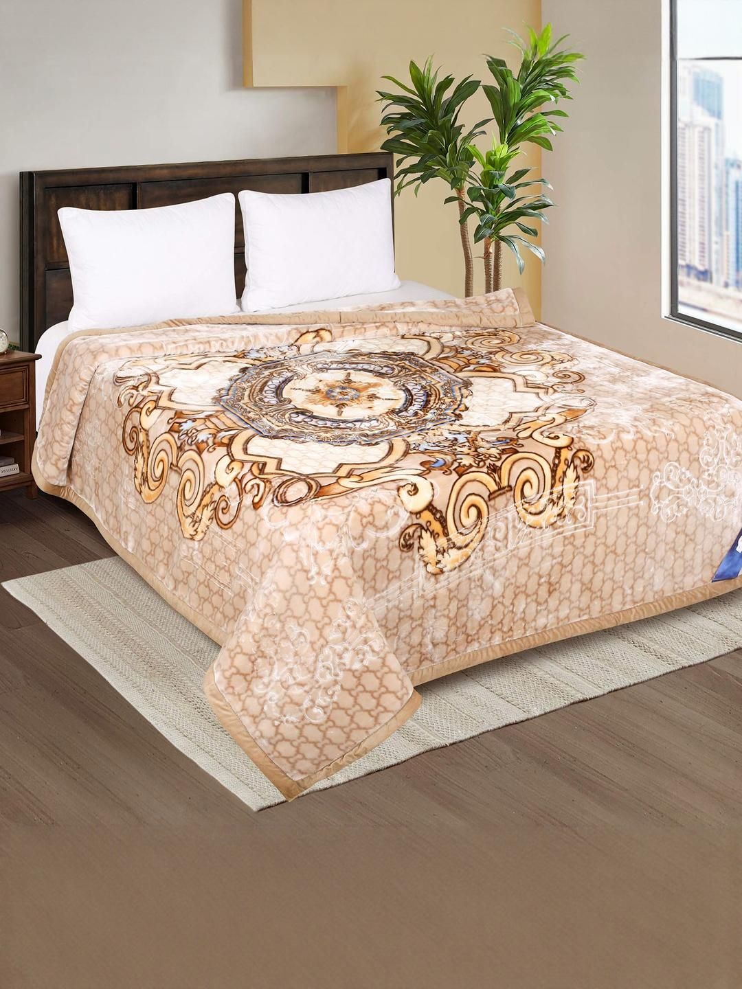 Signature Brown 1000 GSM Ethnic Motifs Heavy Winter Double Bed Blanket-picture-22